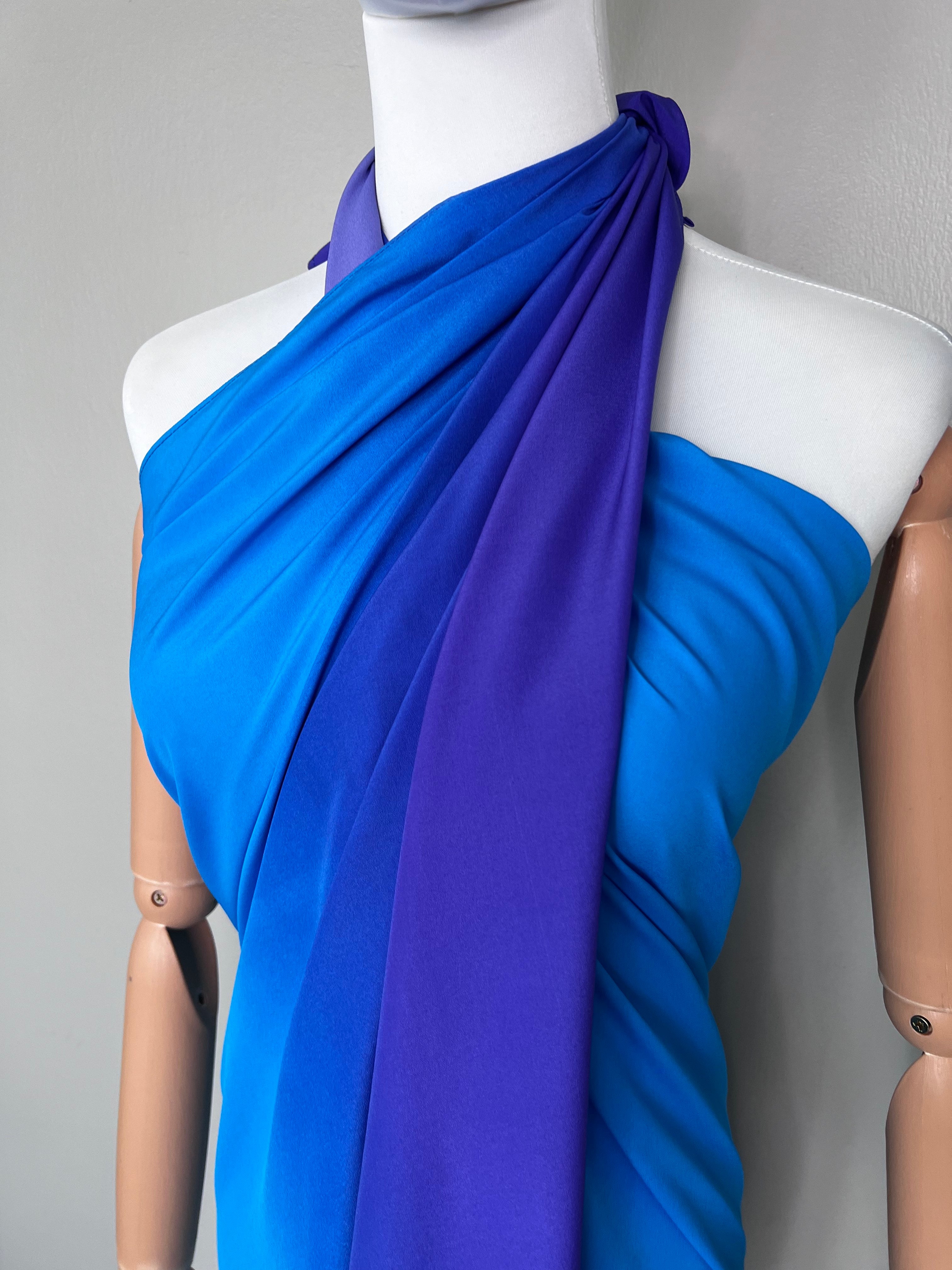 shades of sea blue silky cover up scarves