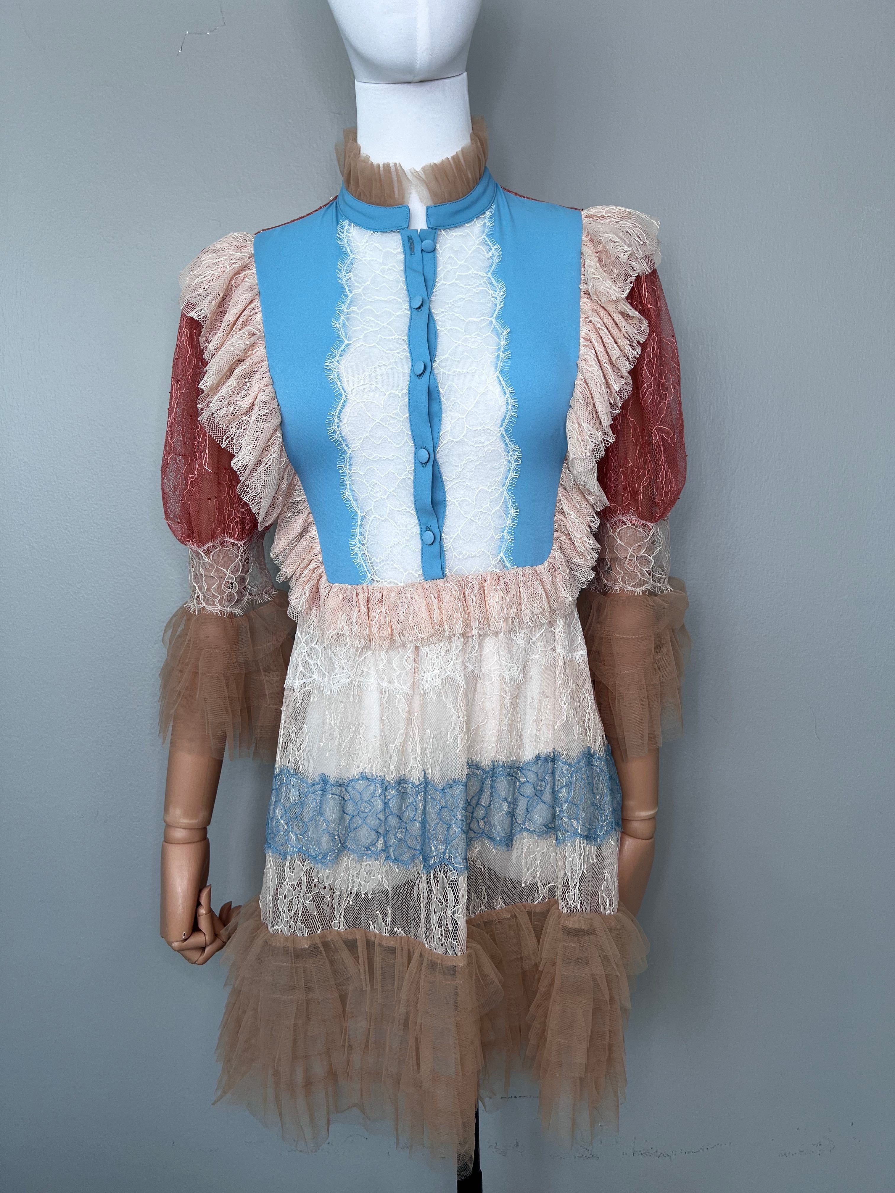 Multi coloured short lace dress. -ELISABETTA FRANCHI