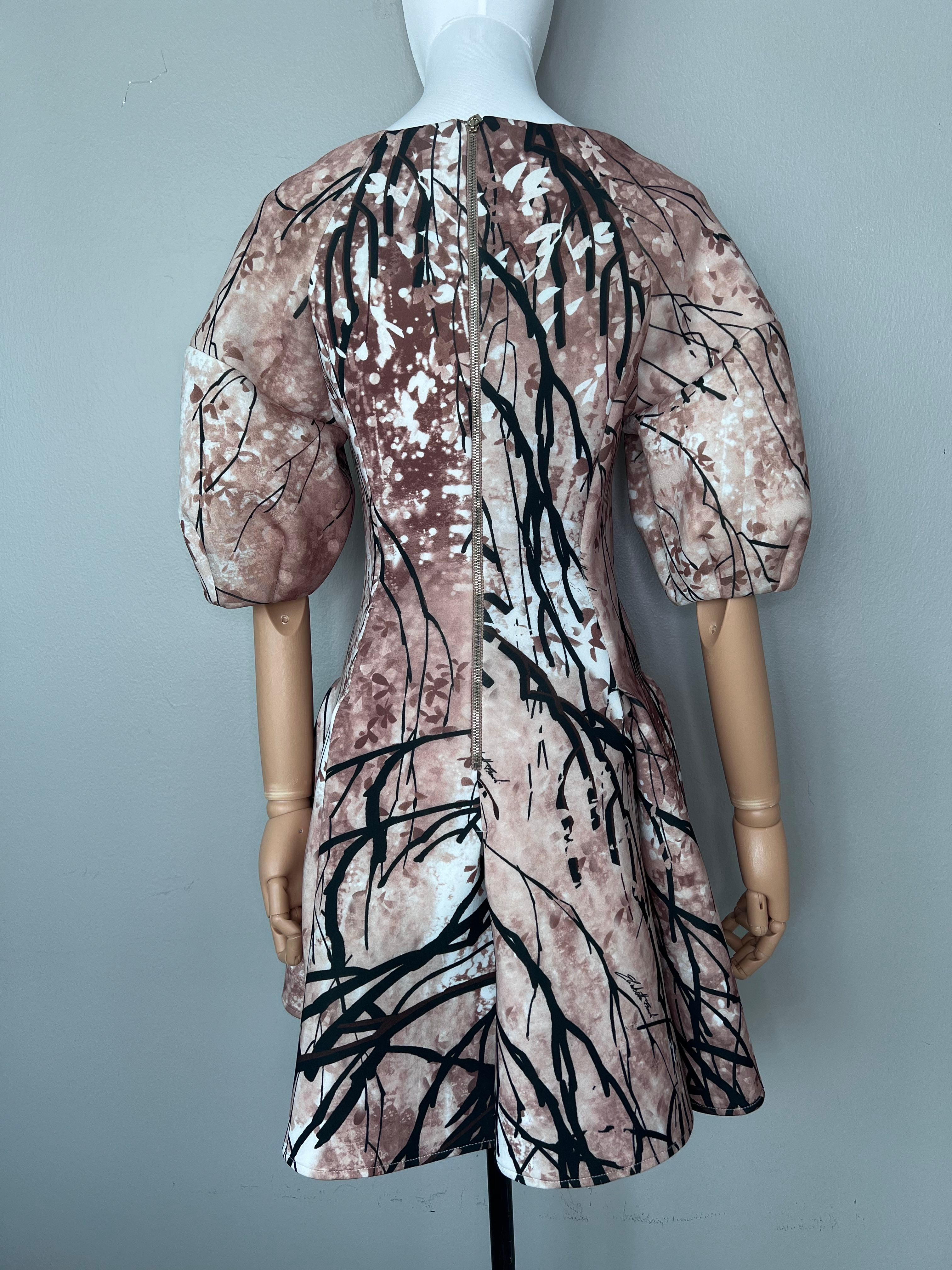 Brown tree pattern cocktail dress. - ELISABETTA FRANCHI