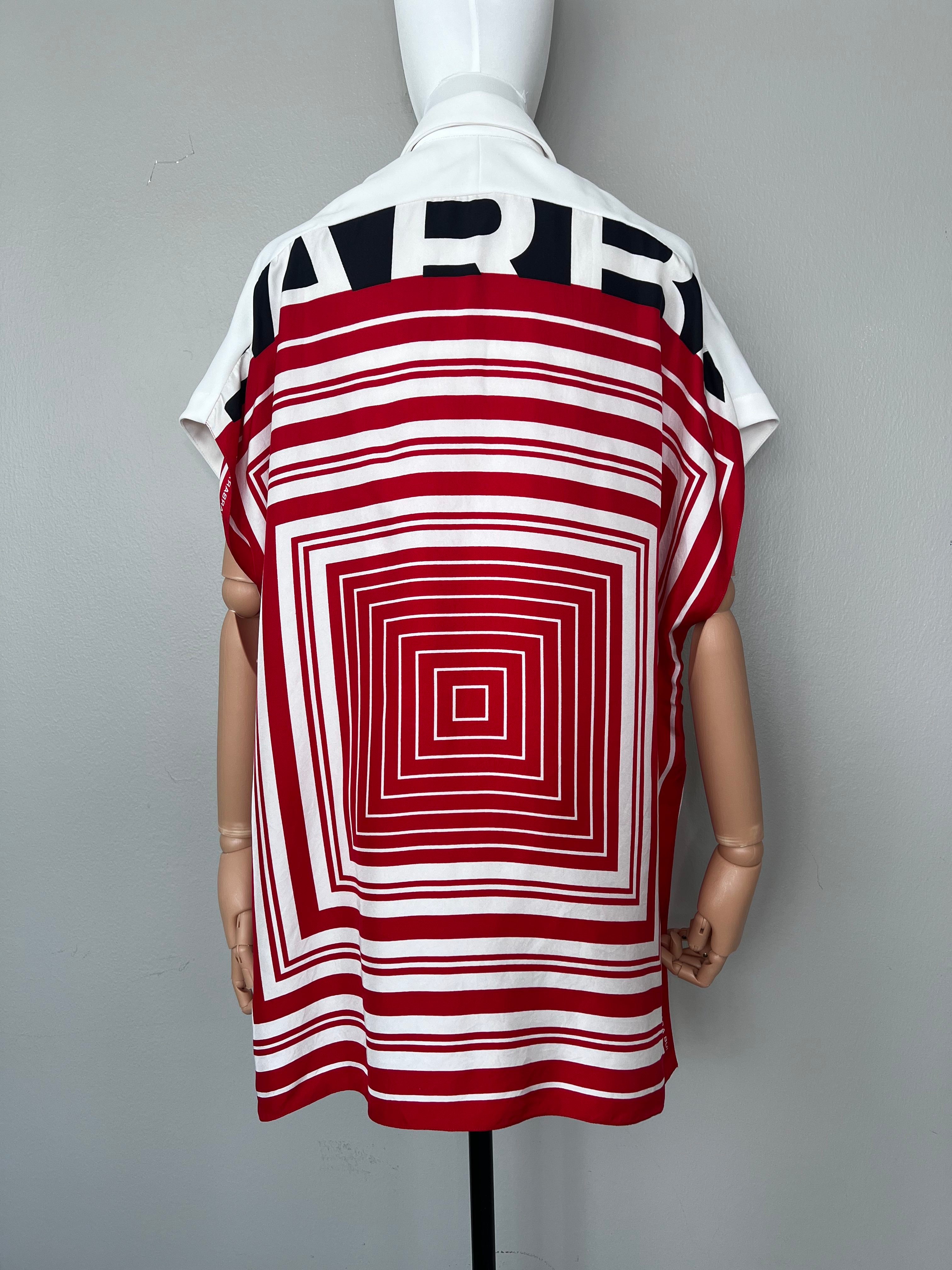 White dress shirt with unique red design draping - BARBARA BUI