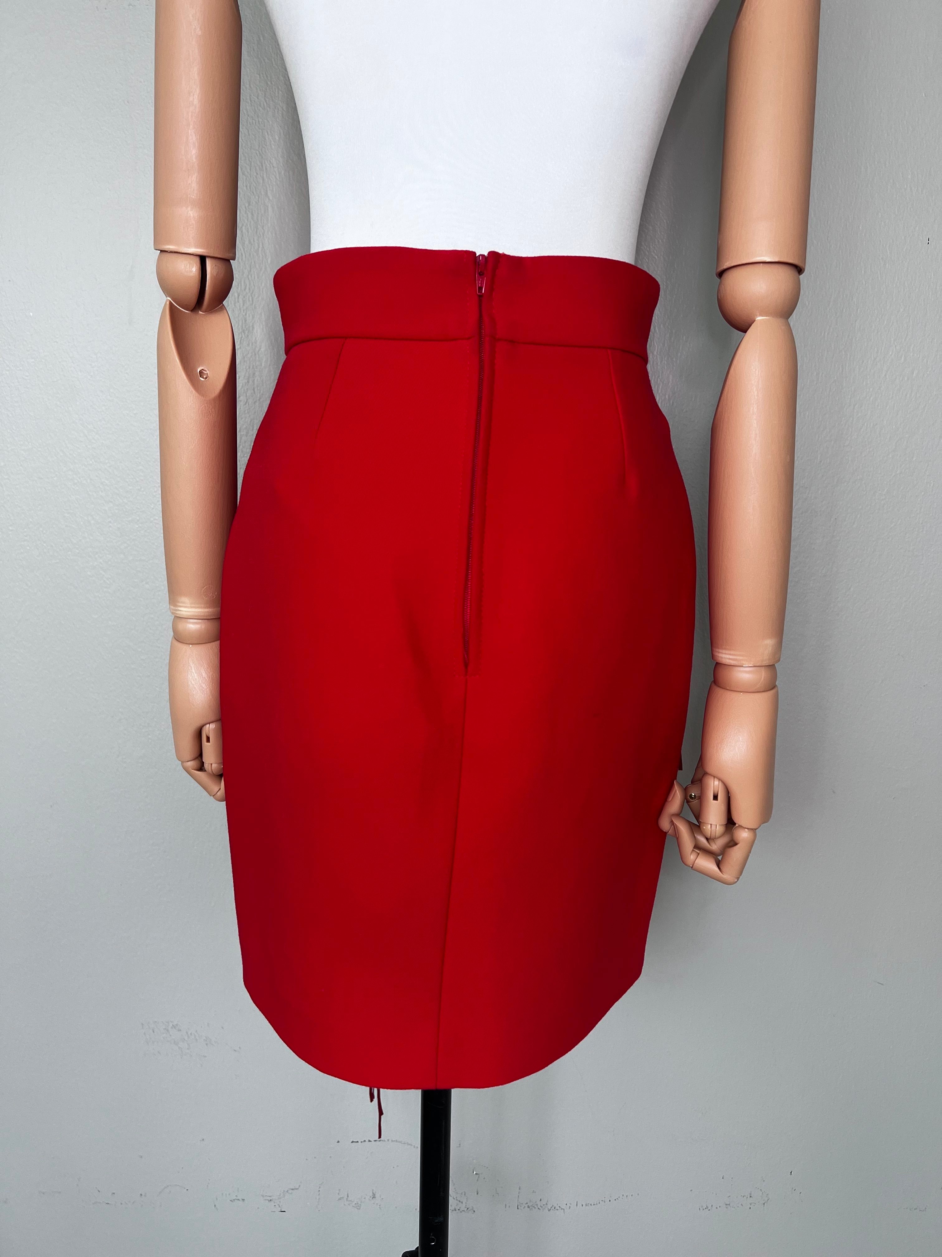 Short skinny red skirt with fringes - Maje