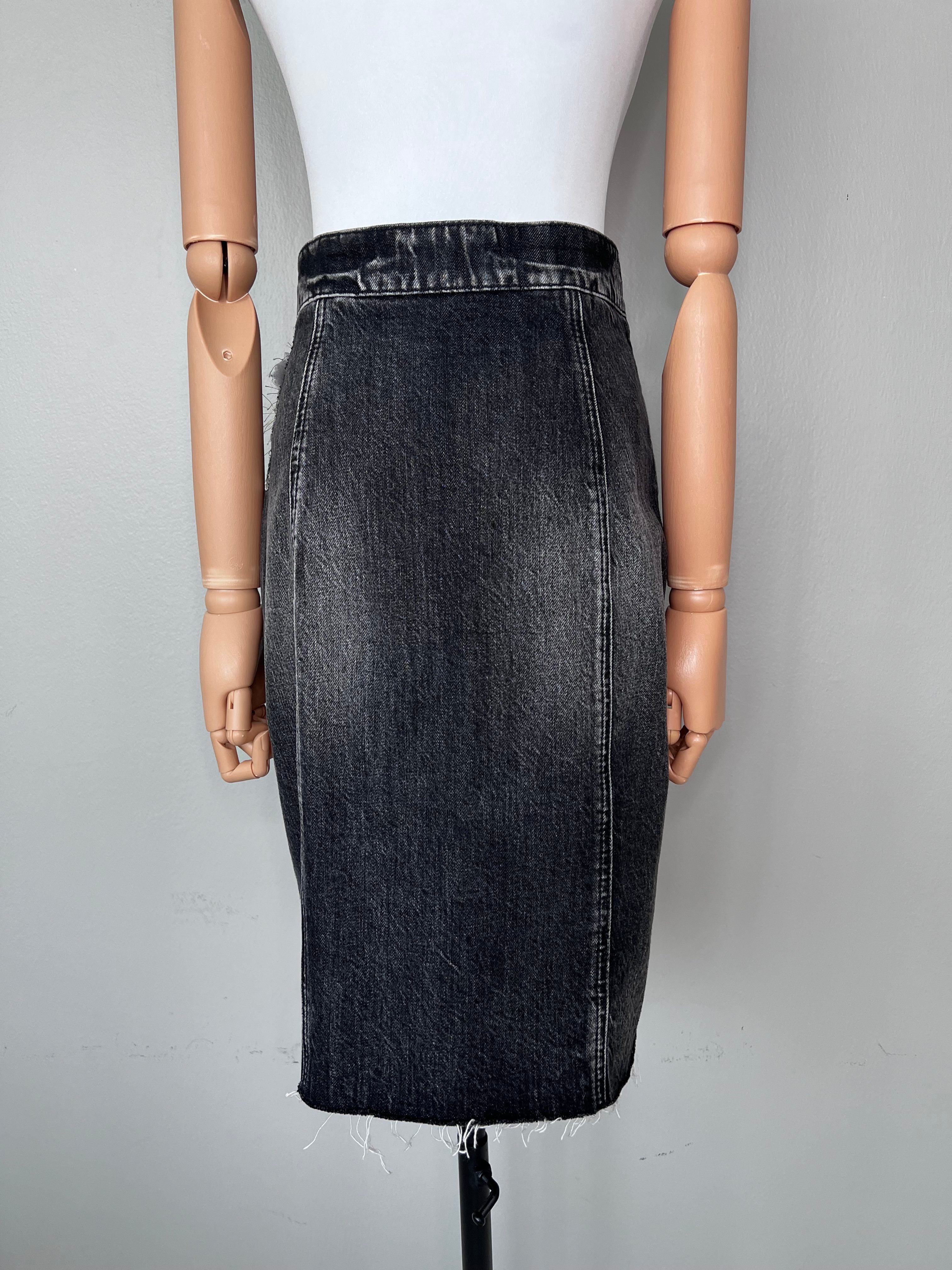 black denim midi patterned skirt - MISS SIXTY