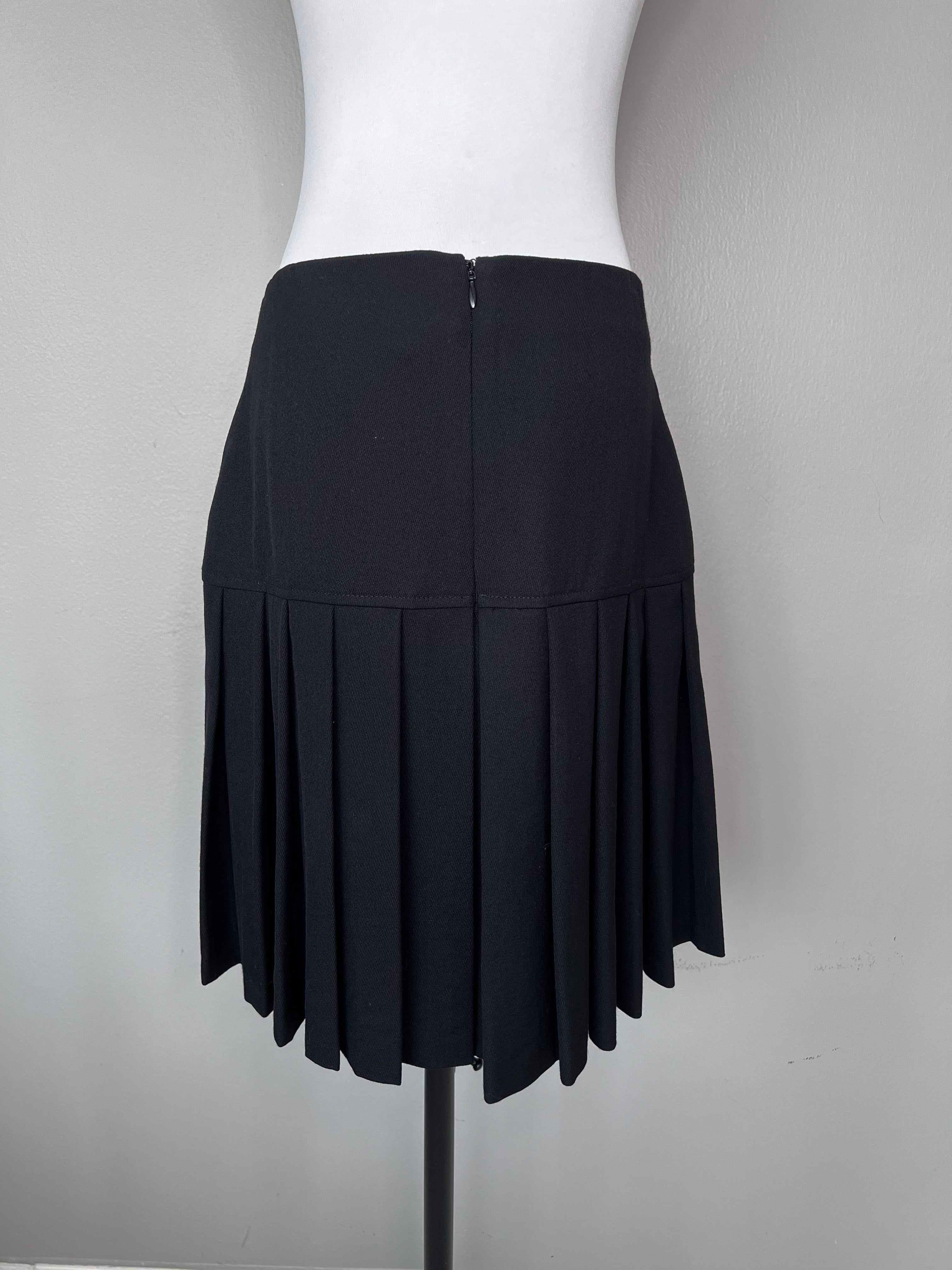 black A-Line pleated skirt -THE KOOPLES