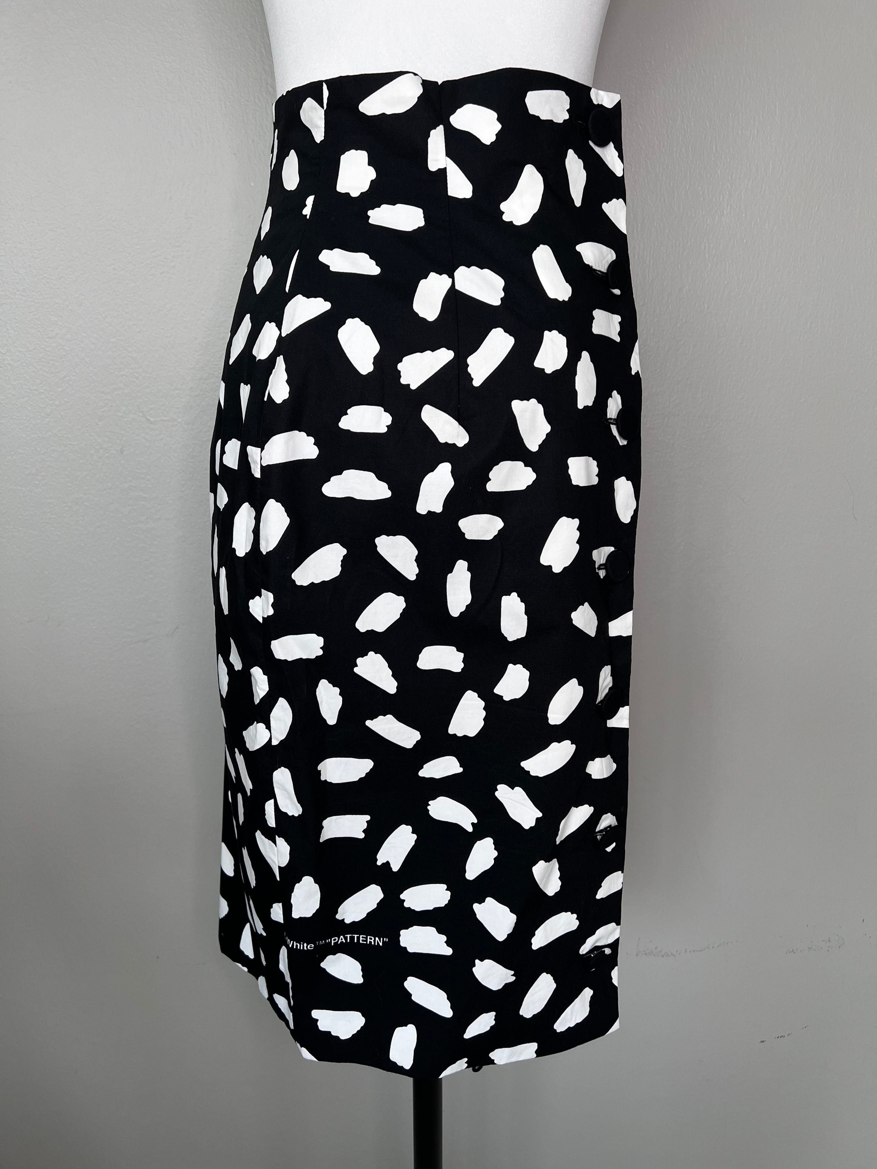 White and black patterned midi skirt - OFF WHITE