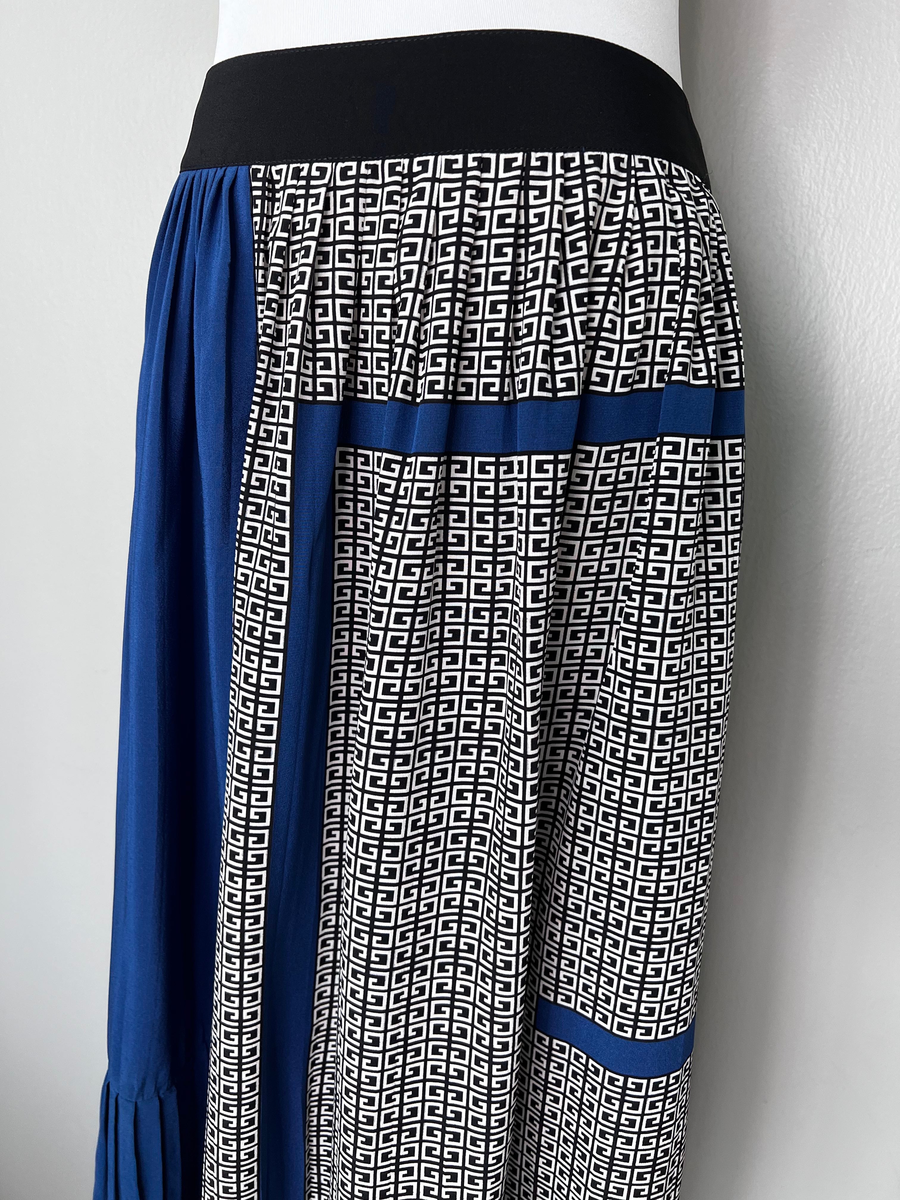 Half blue half patterned chic pleated maxi skirt - GIVENCHY
