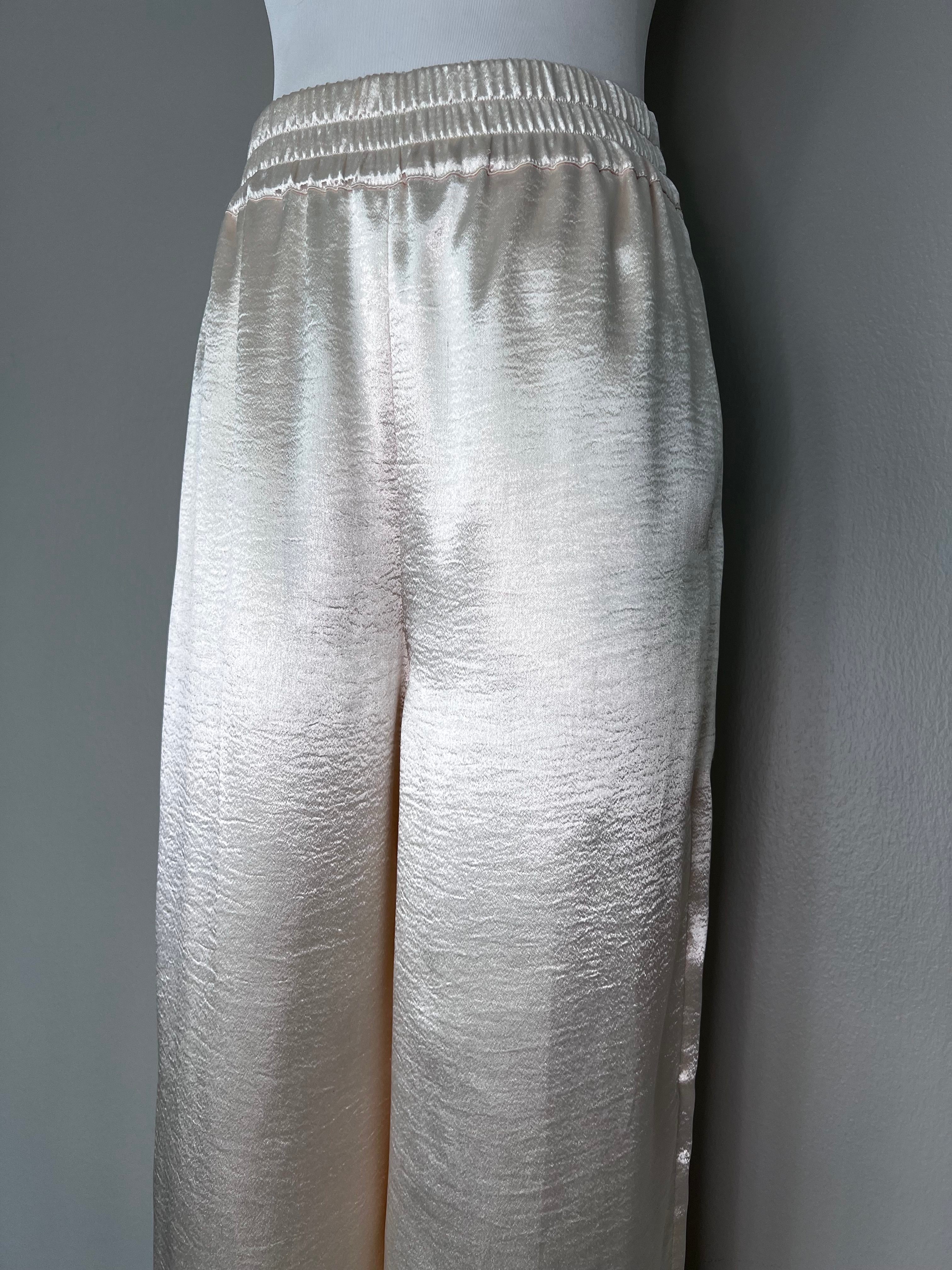 Trendy cream shiny pocket lining wide leg pants - H&M