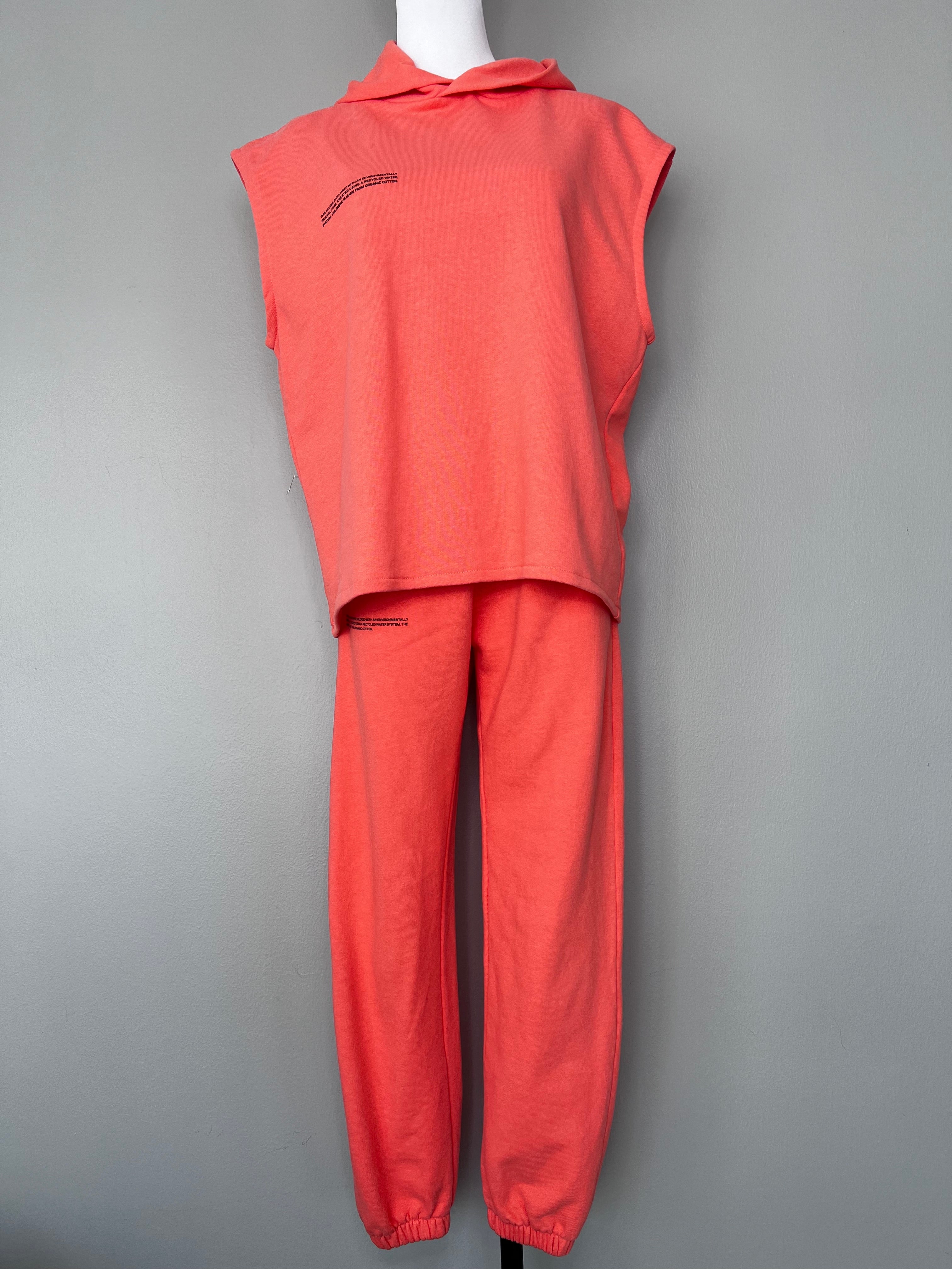 Neon orange sleeveless sweater and sweats set - PANGAIA