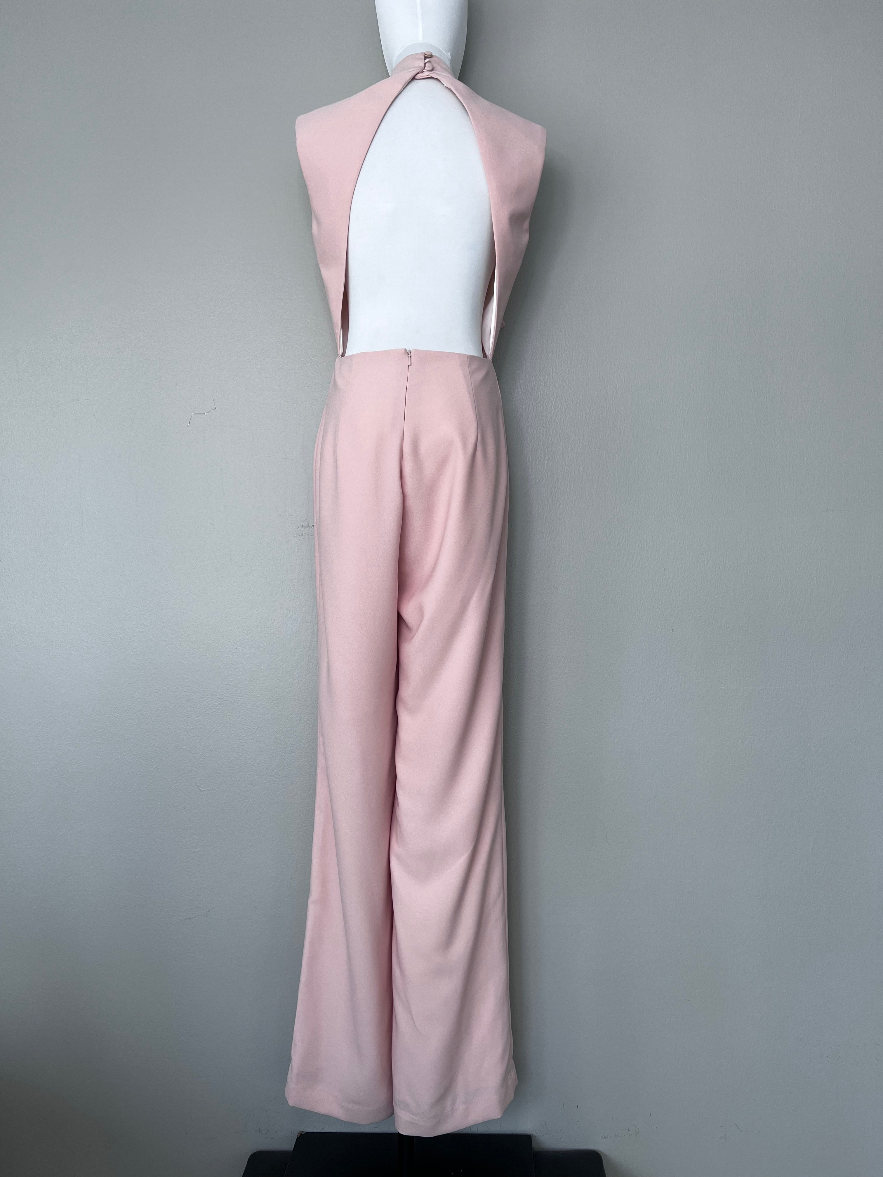 Pink backless halter jumpsuit - MISHA