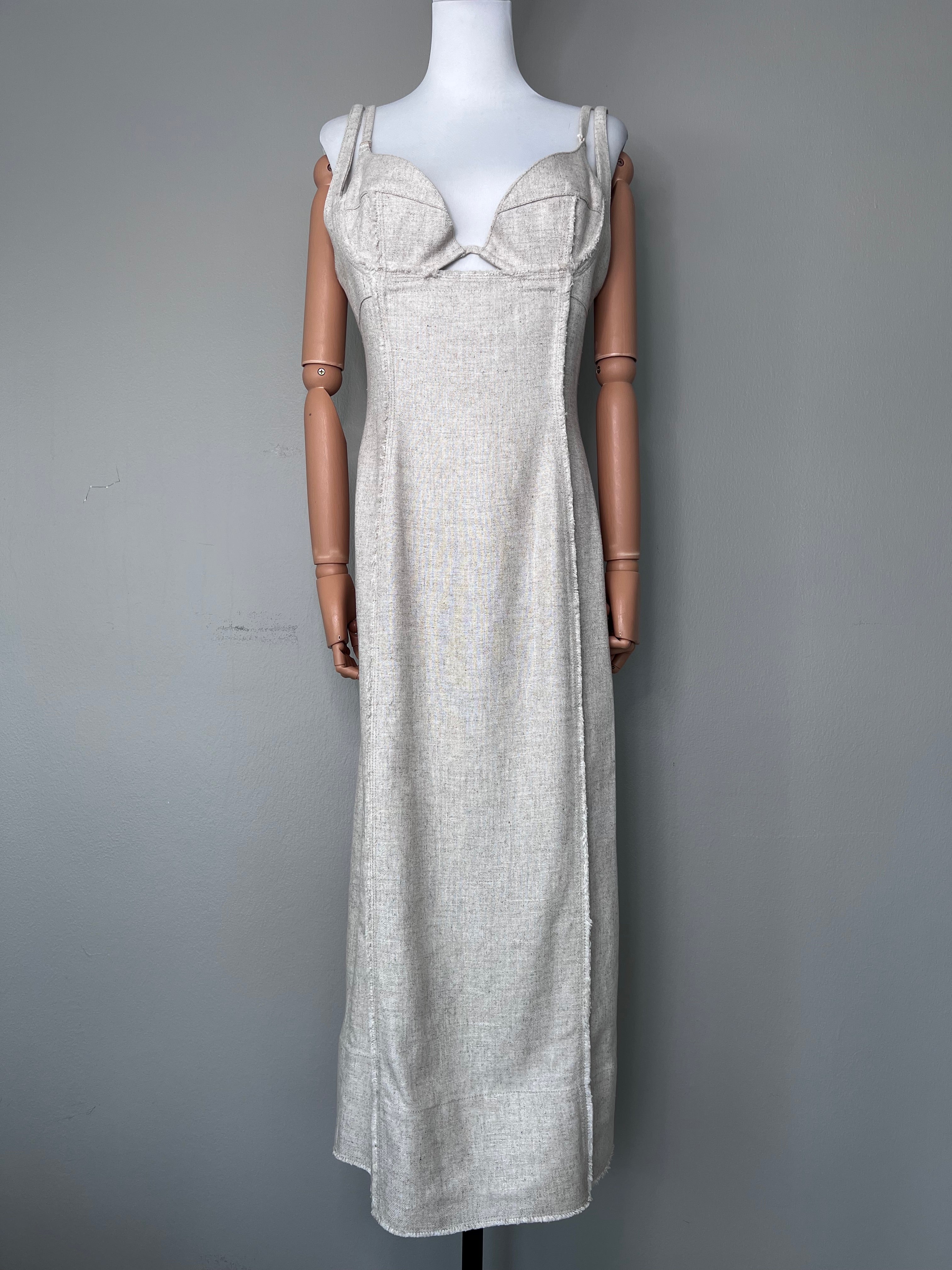 Beige viscose fitted dress - JACQUEMUS