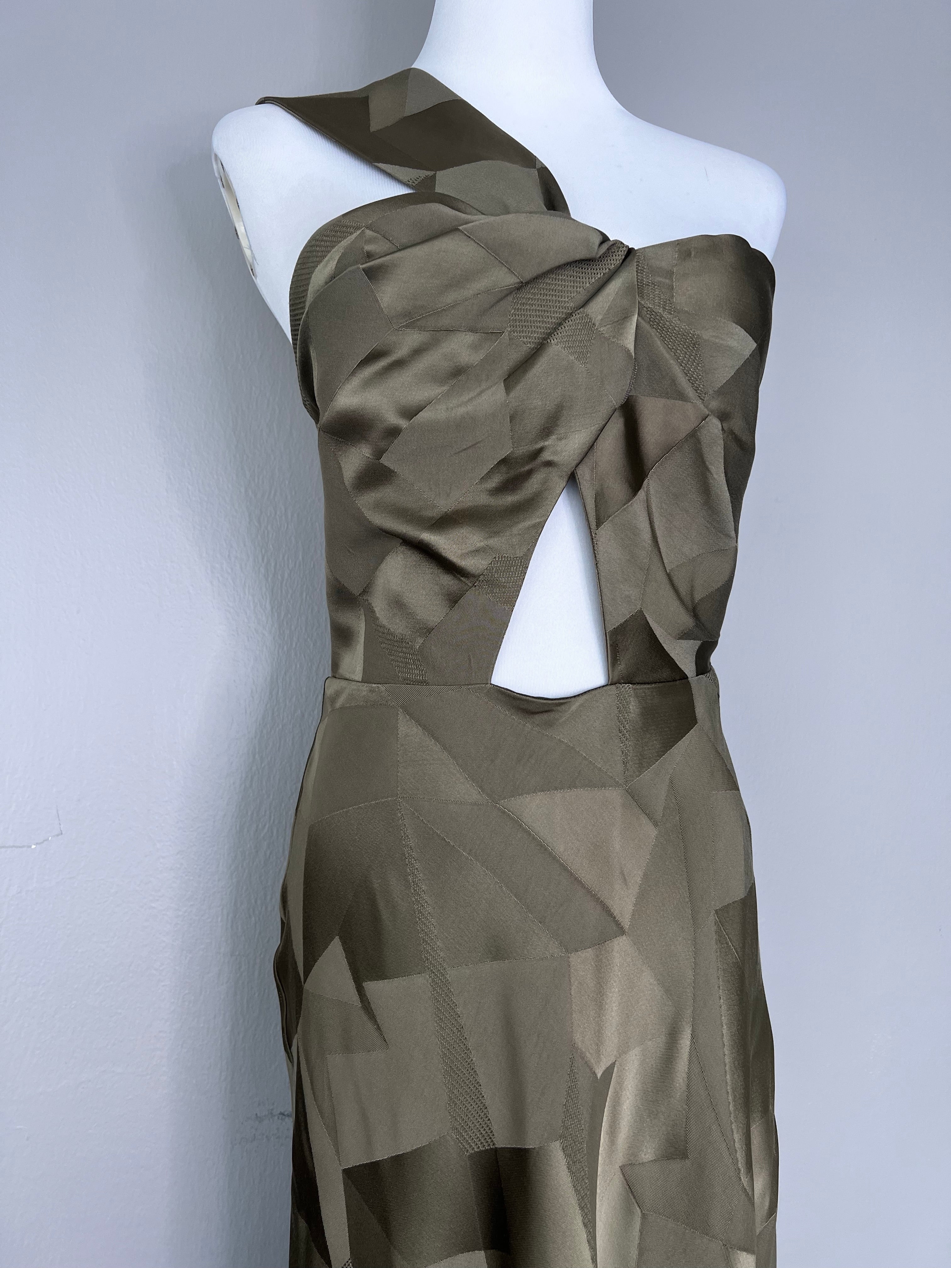 Olive green tier cut-out dress - RACIL