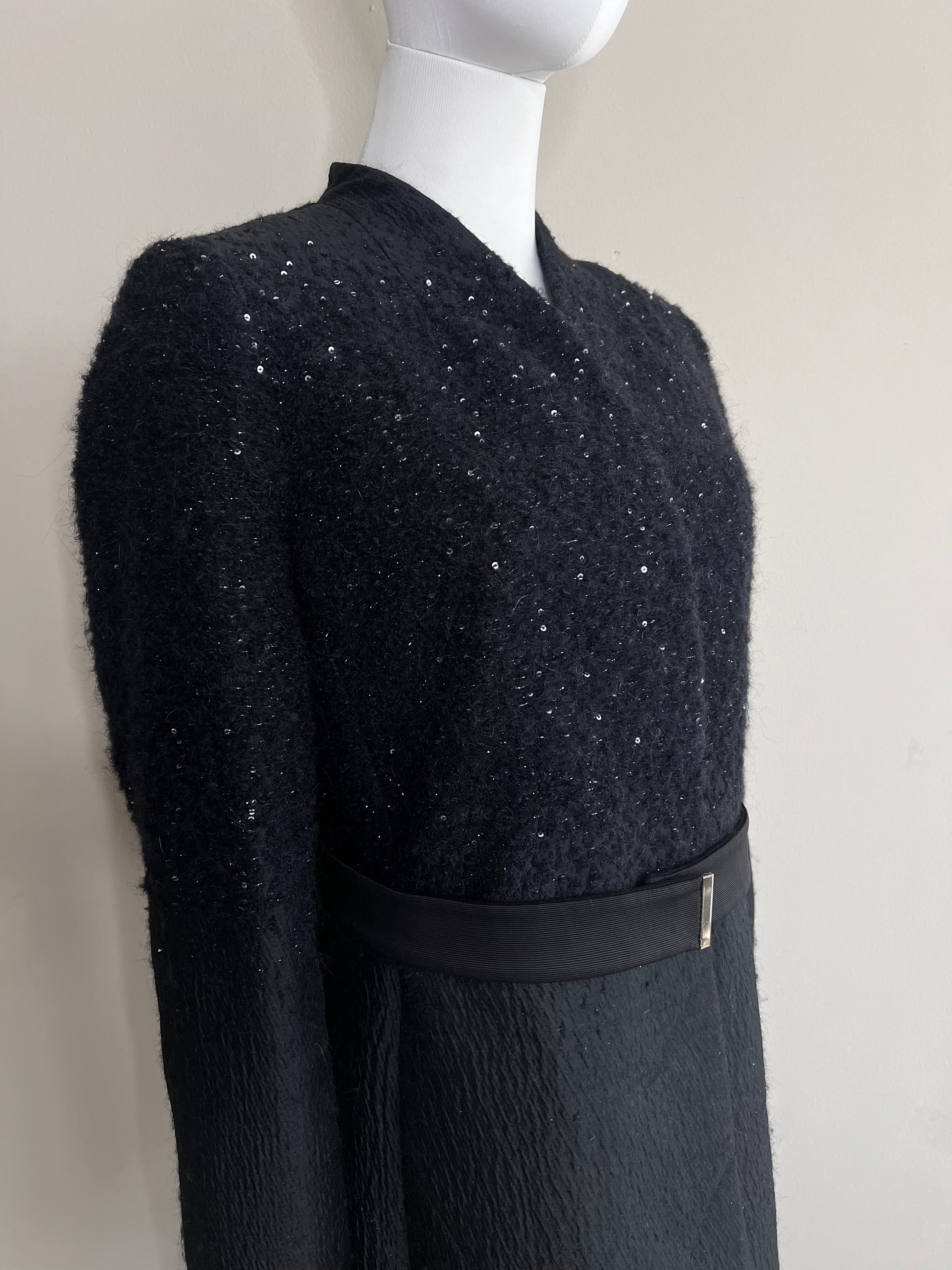 Black Tweed Embellished Coat - COAST