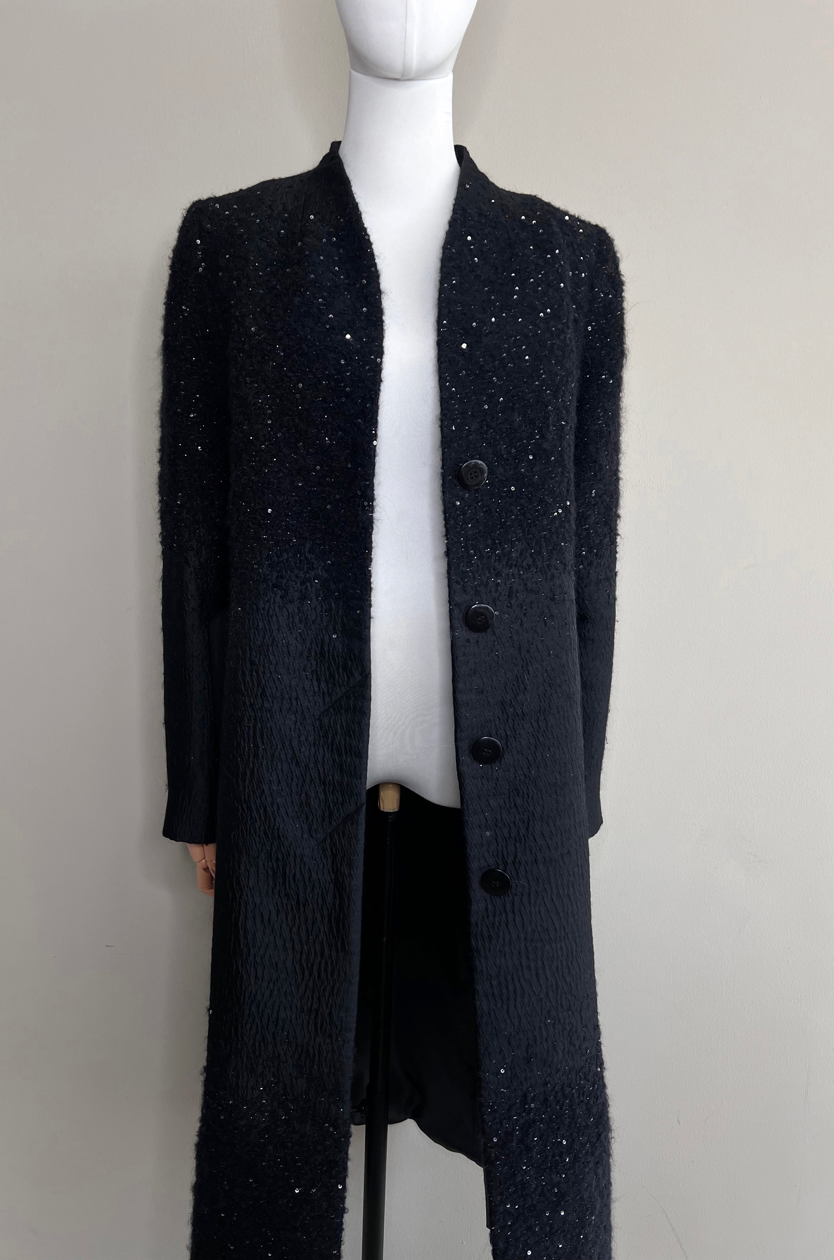 Black Tweed Embellished Coat - COAST