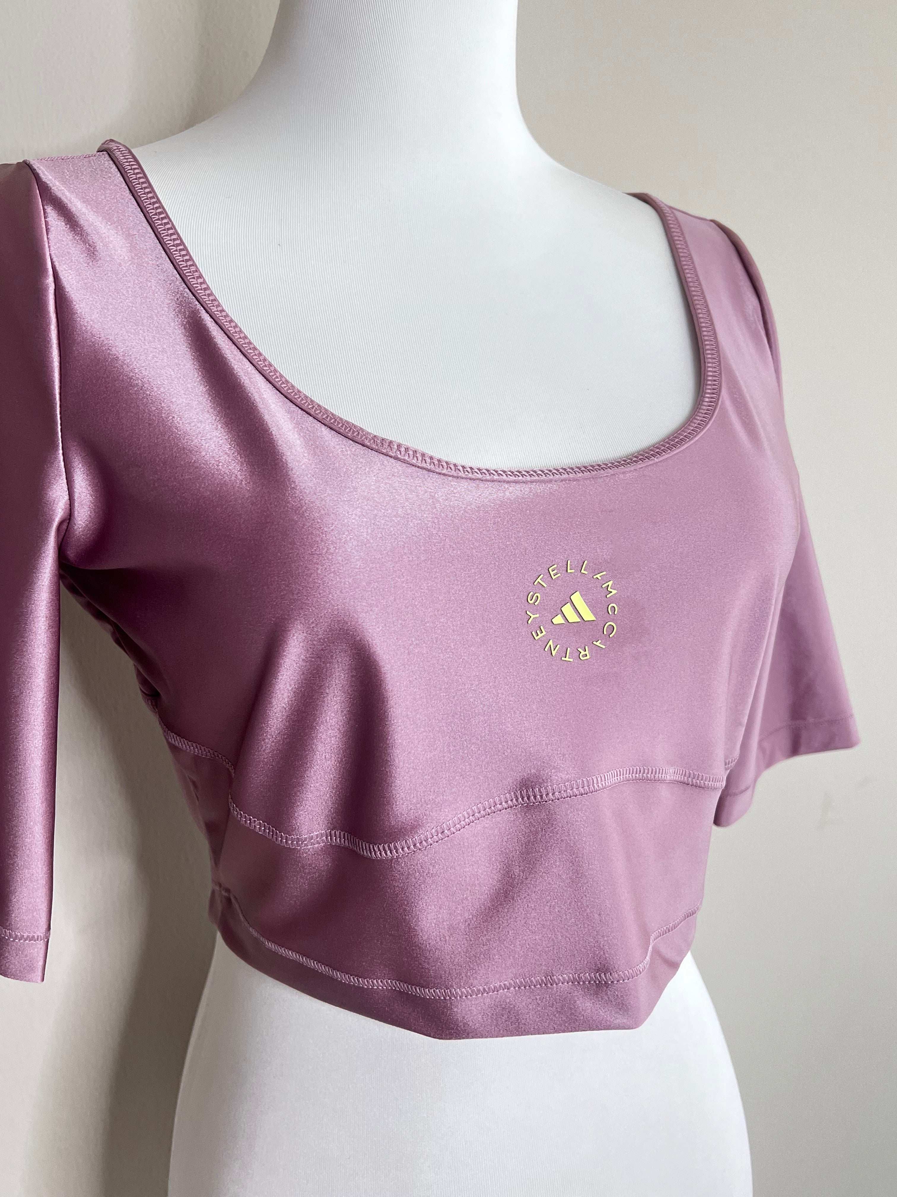 Pink Cropped tricot top with logo on the front and cut-out details on the back - Adidas By Stella McCartney