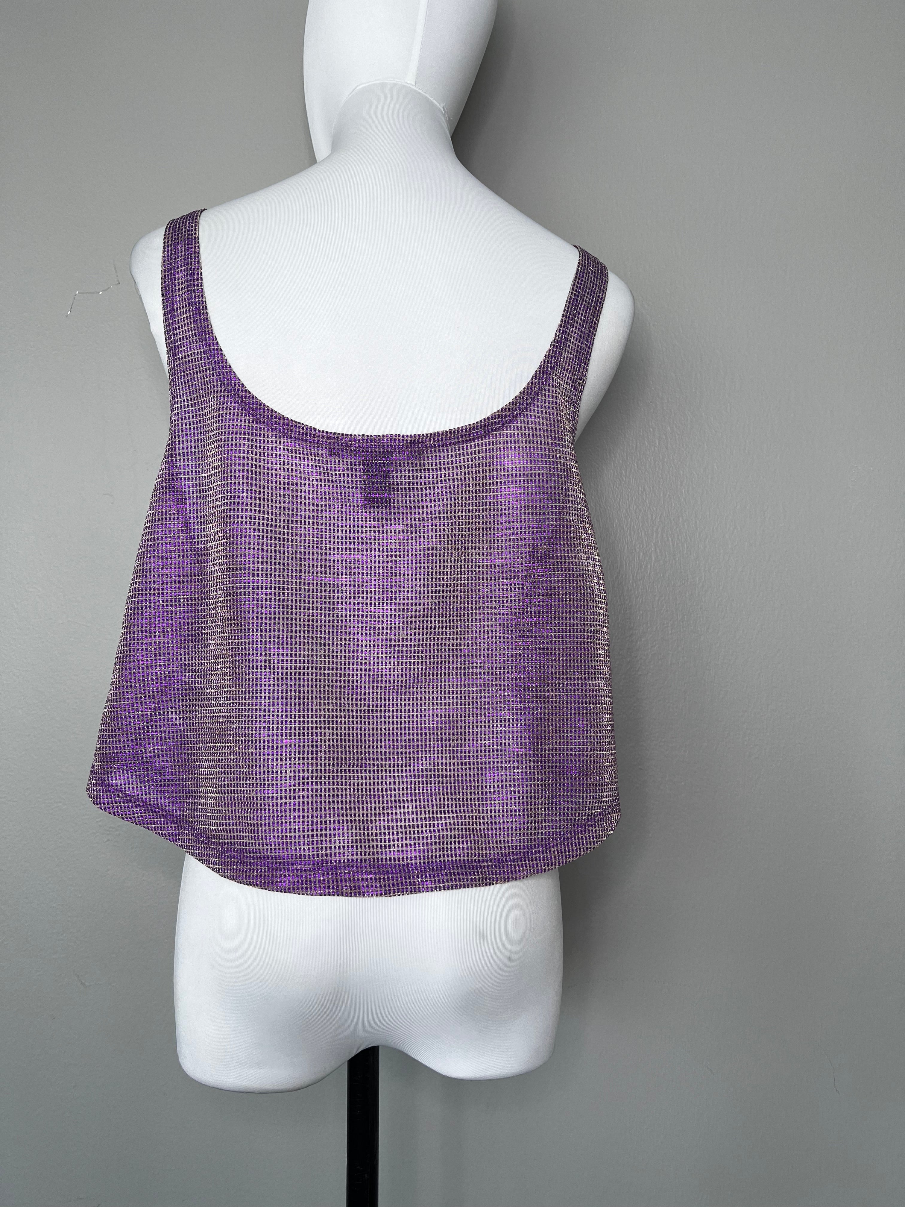 Purple twill dutch mesh pattern tank top - FOREVER 21