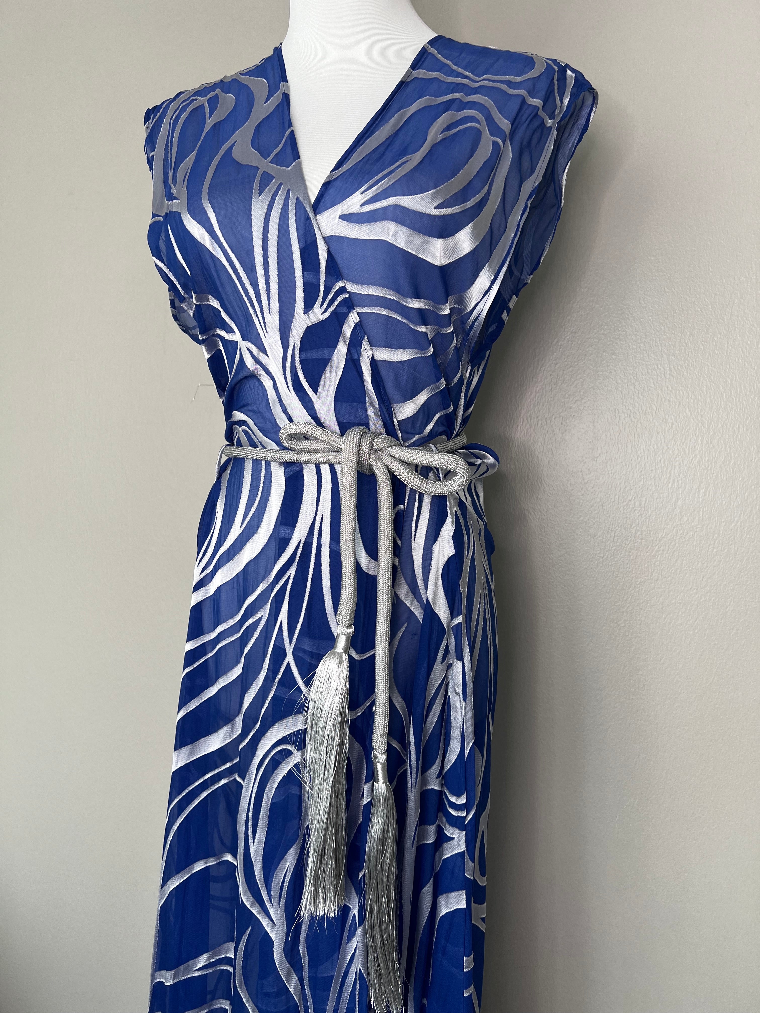 Blue wrap up beach cover up with silver details - BELYED