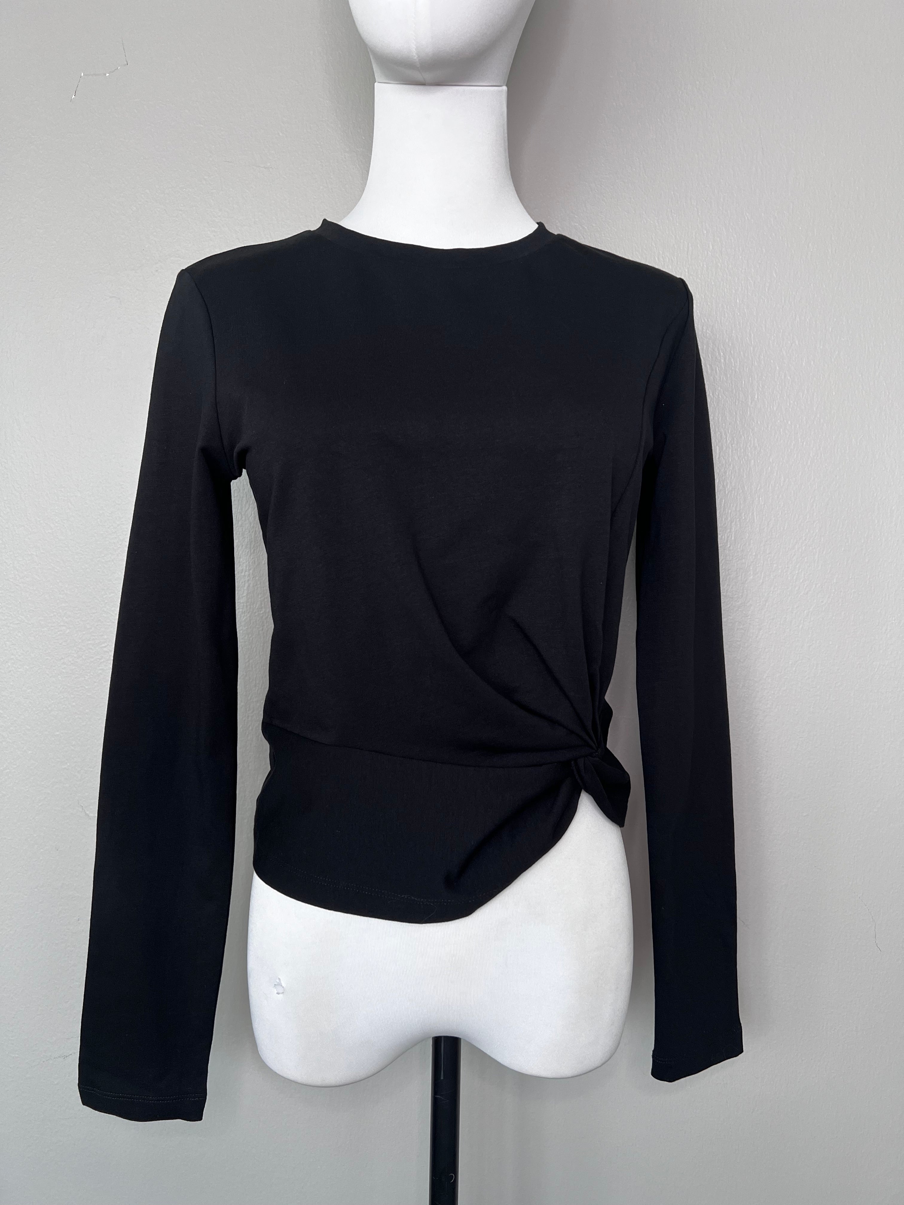 BRAND NEW! Black plain longsleeve shirt with knot design - TOUT À COUP