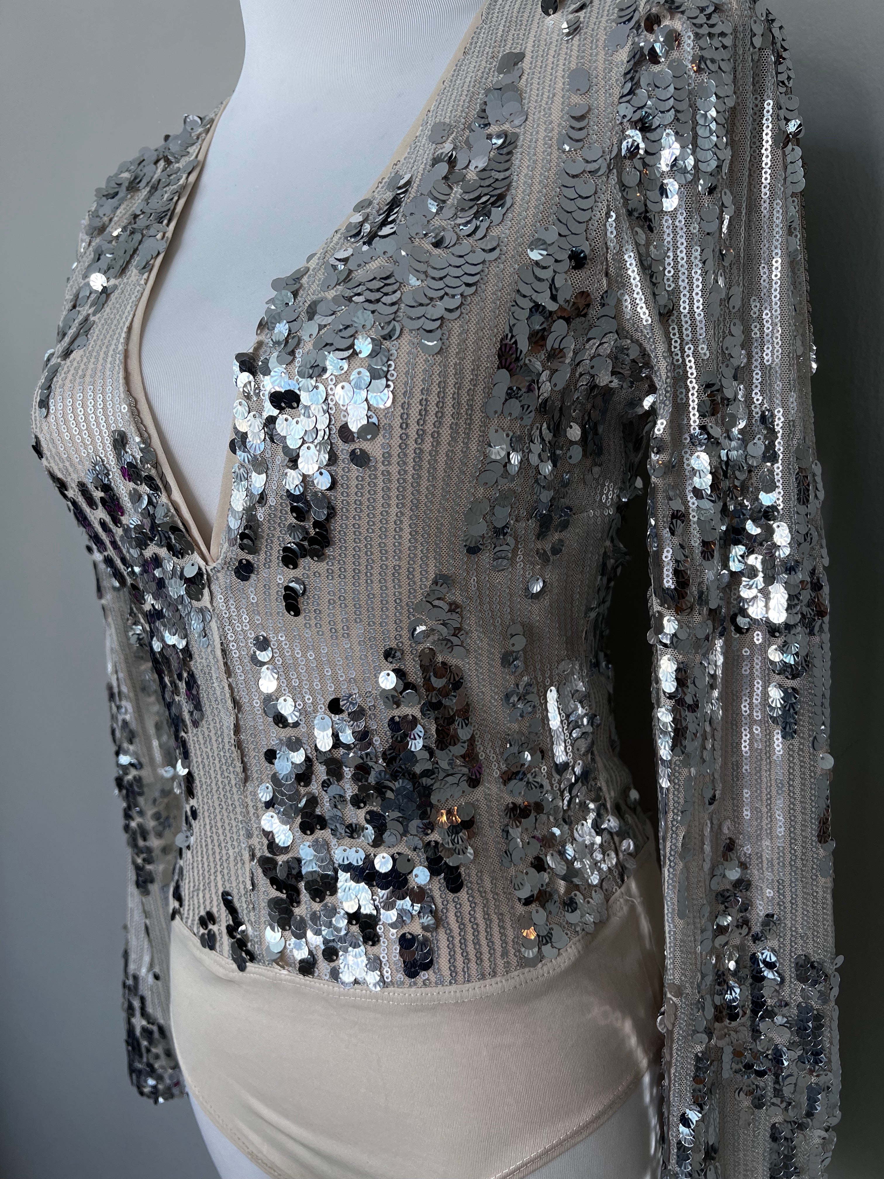 Silver embellished chic bodysuit - ADL