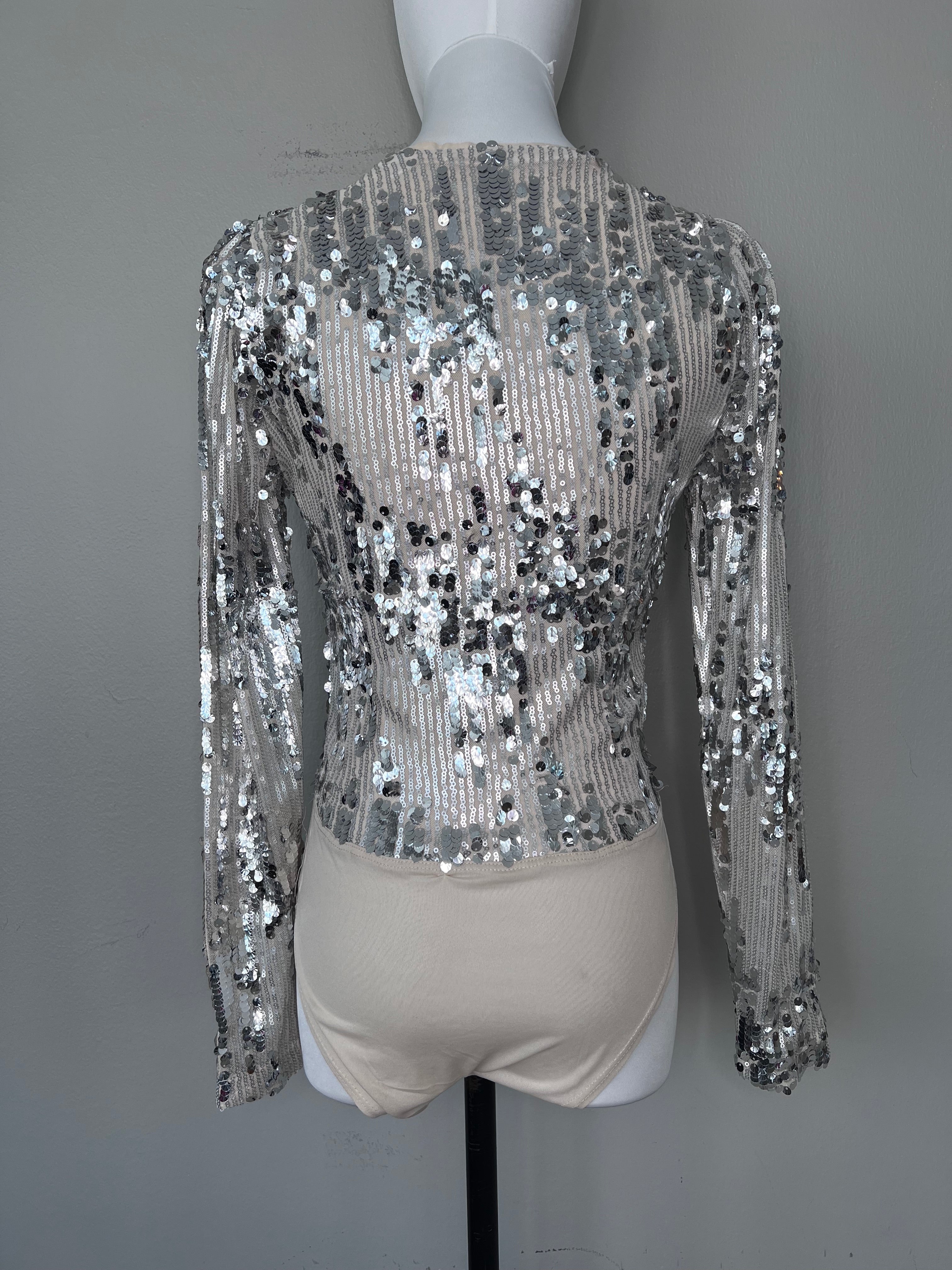 Silver embellished chic bodysuit - ADL