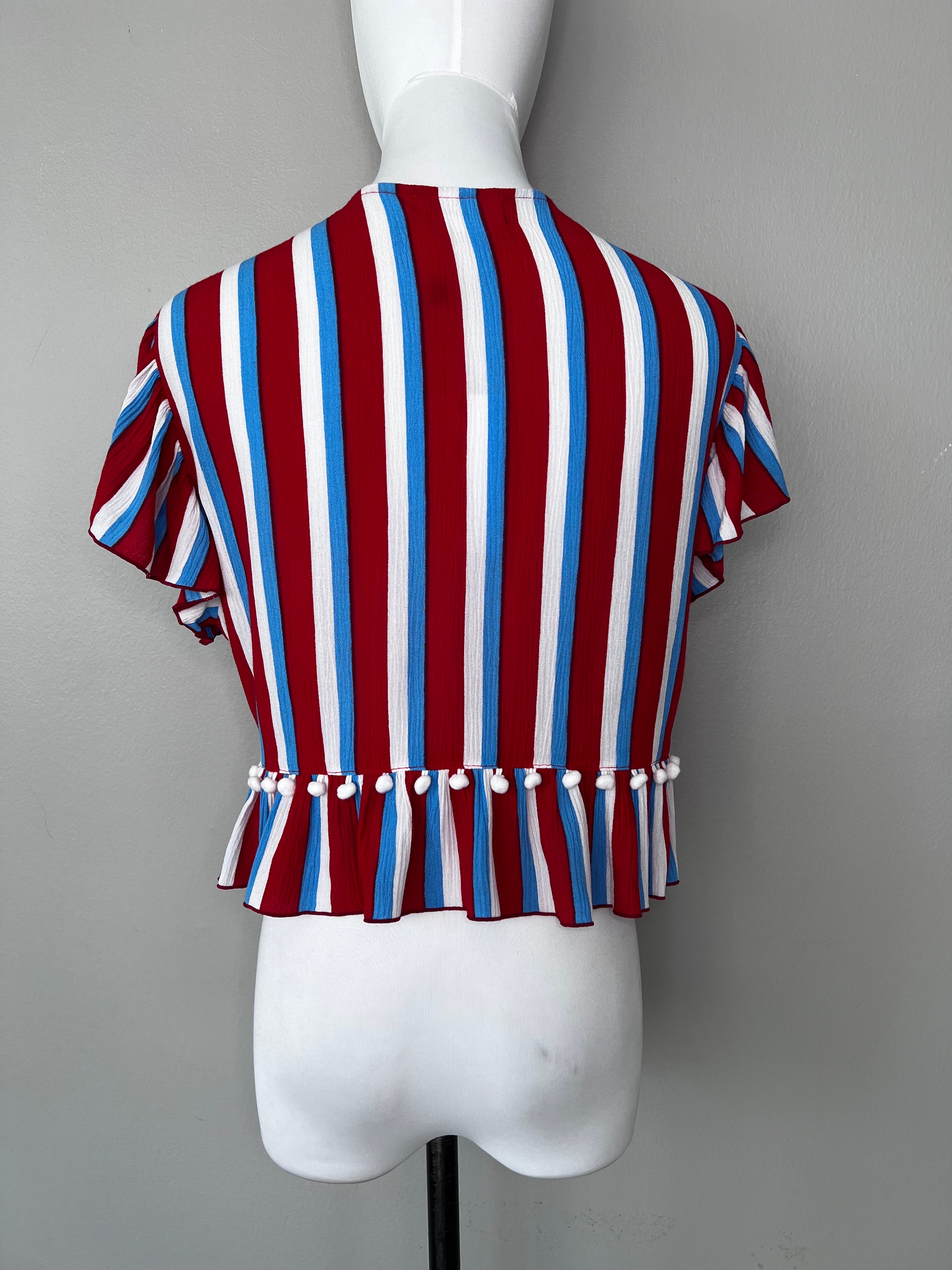 Red striped top with ball design - LOVERS + FRIENDS
