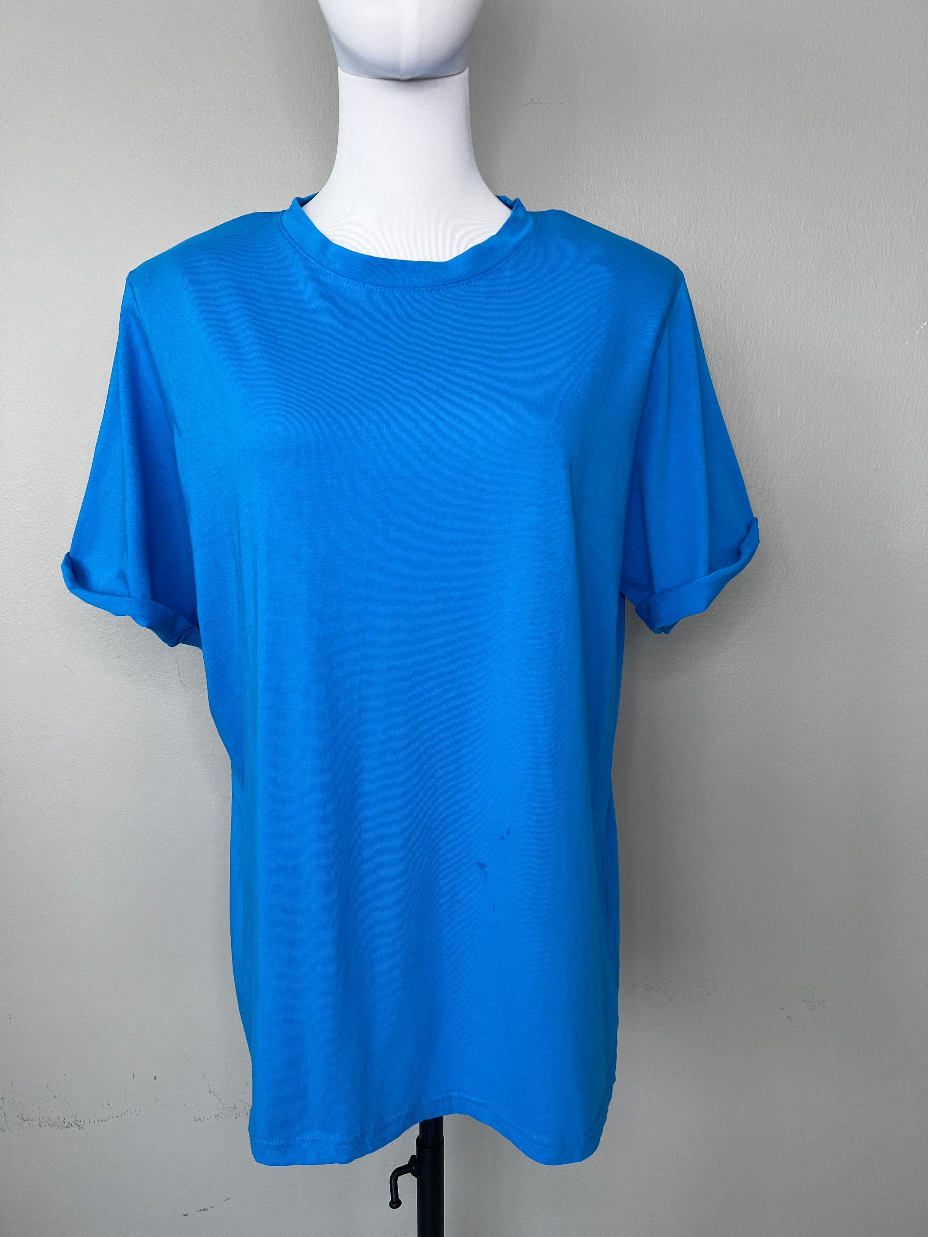 Plain dark blue t-shirt with shoulder pads - THE FRANKIE SHOP