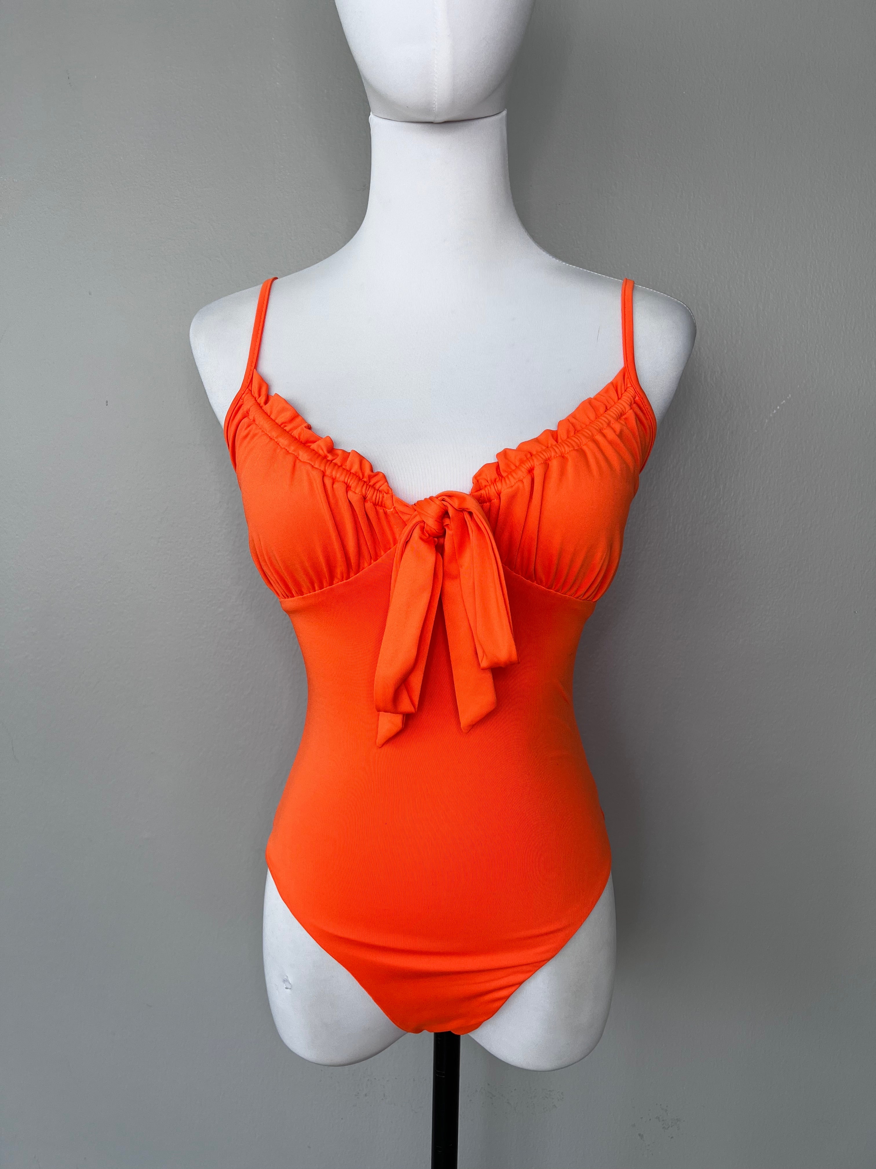 Neon orange bodycon bodysuit - THEKRIPT
