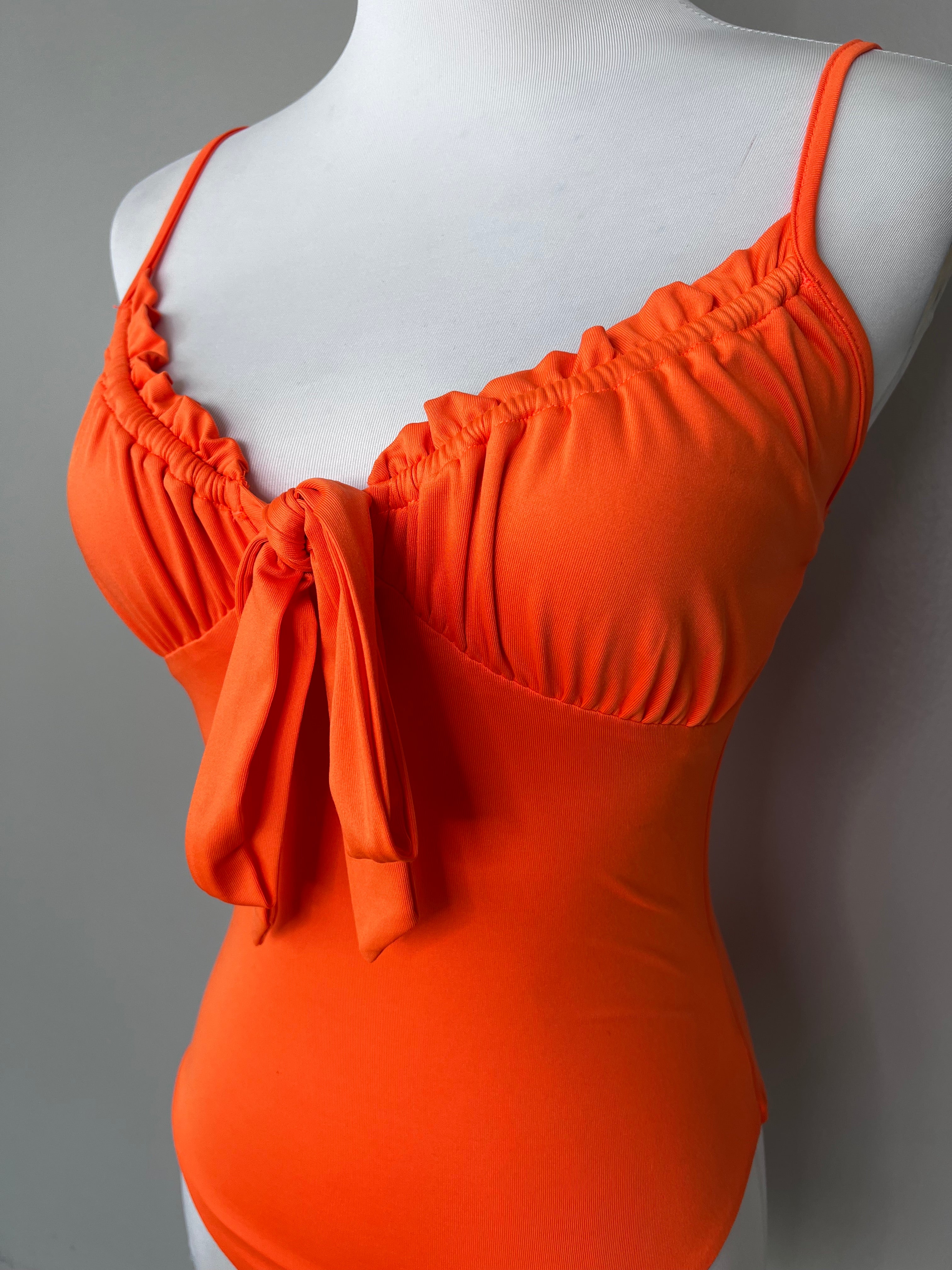 Neon orange bodycon bodysuit - THEKRIPT
