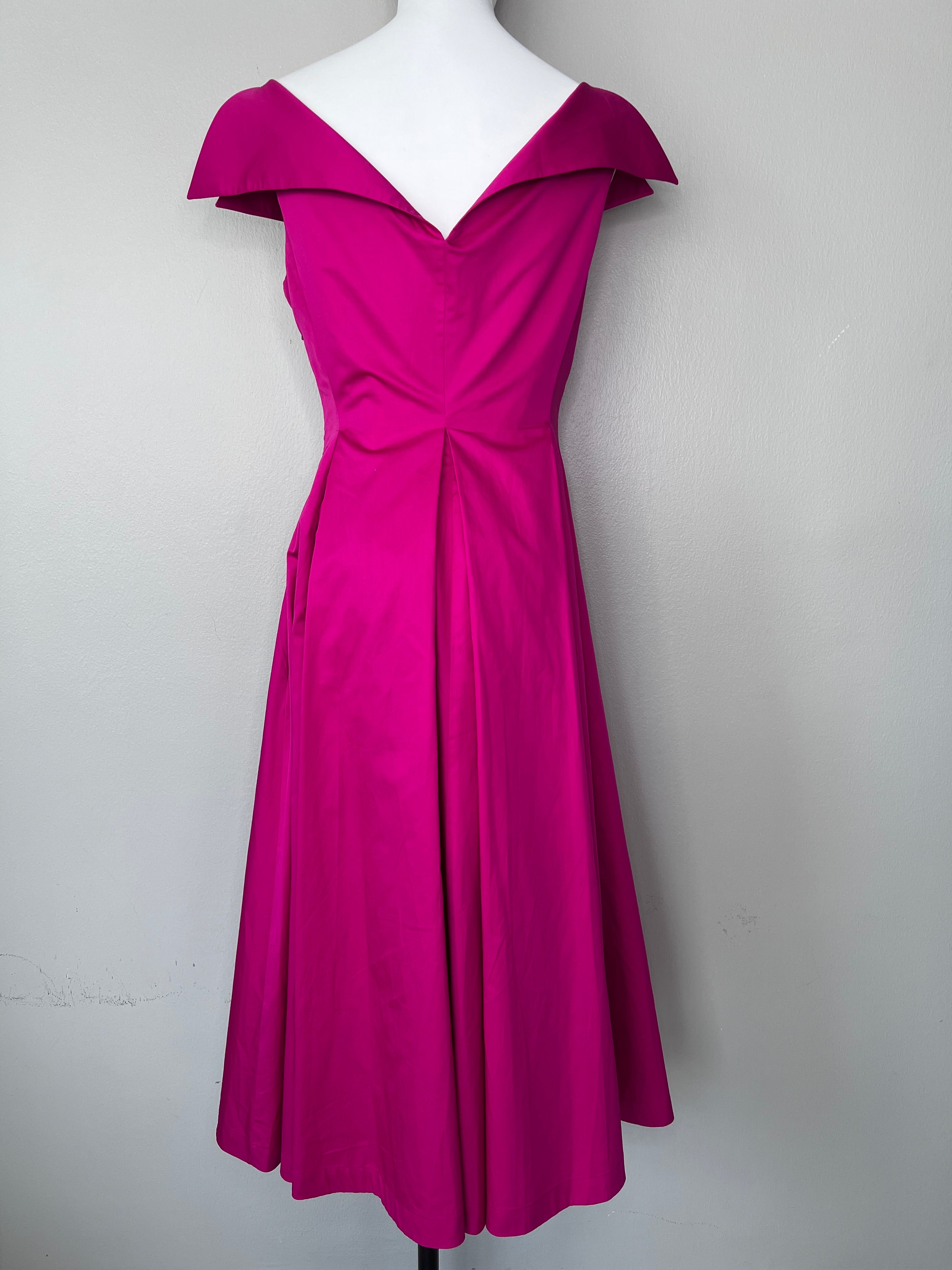 Dark pink button-up gown dress - EXQUISE