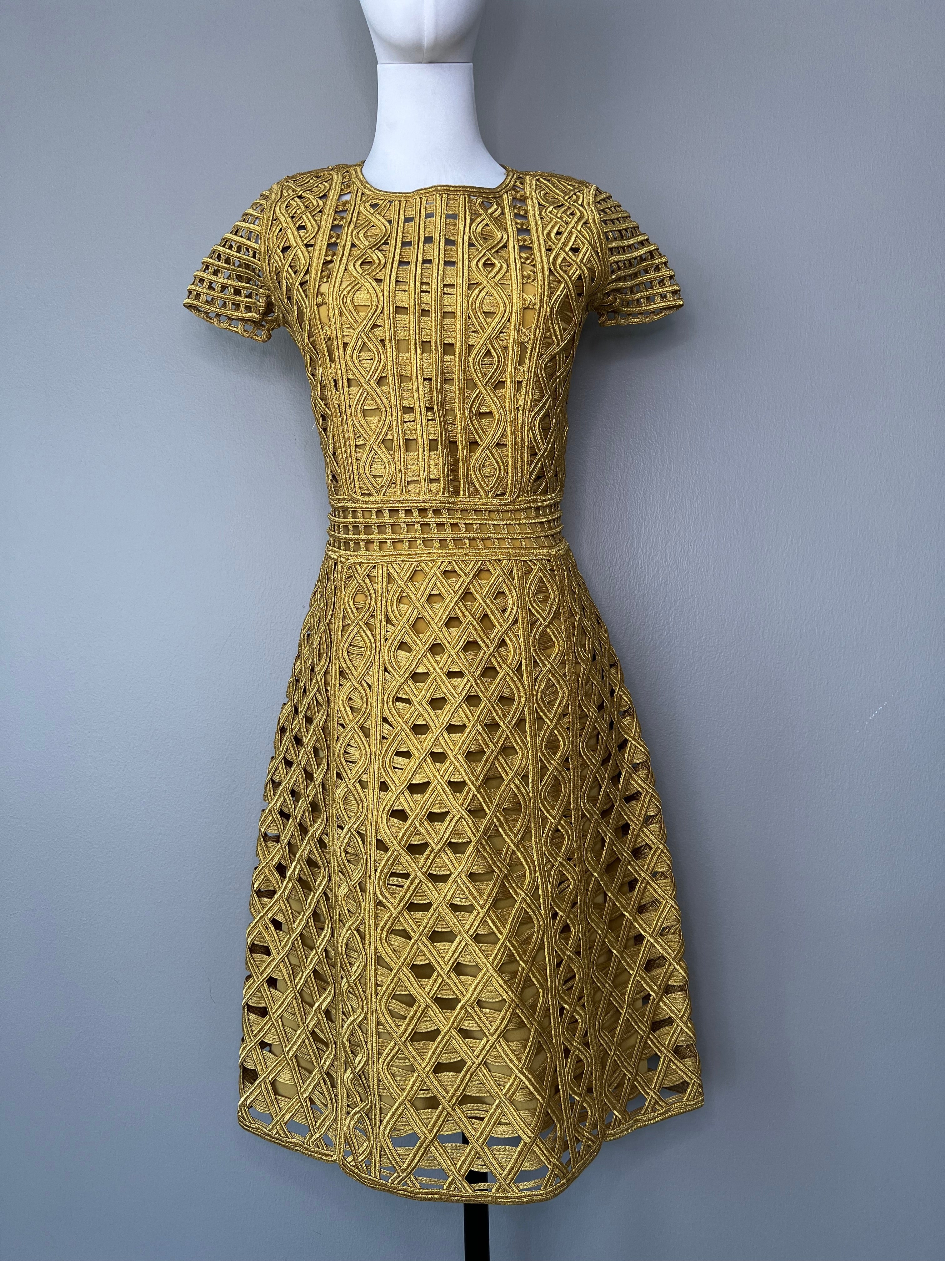 Gold pattern royalty dress with undergarment - BURBERRY