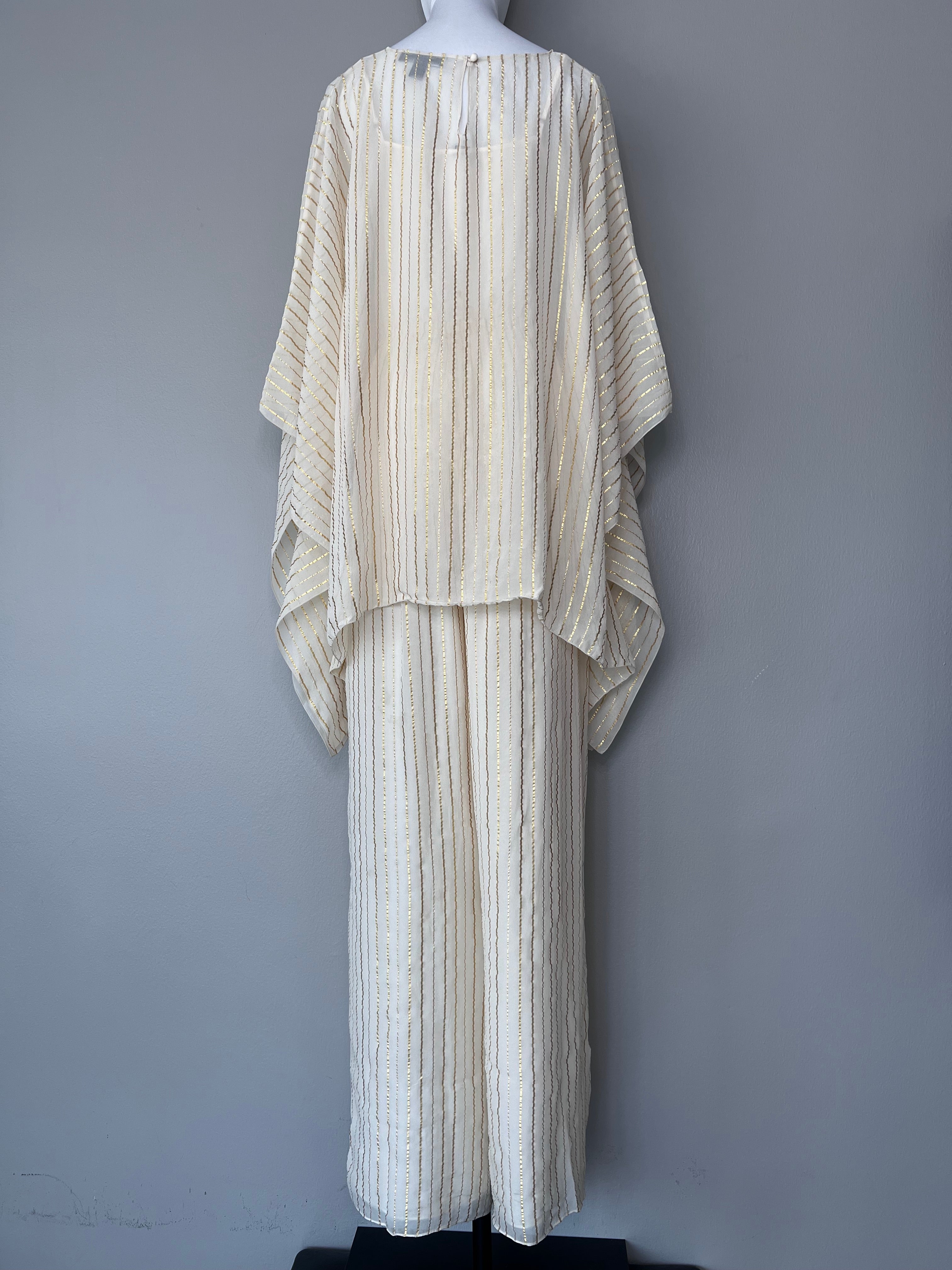 Gold & white striped jumpsuit with an oversized top - TOMMY HILFIGER
