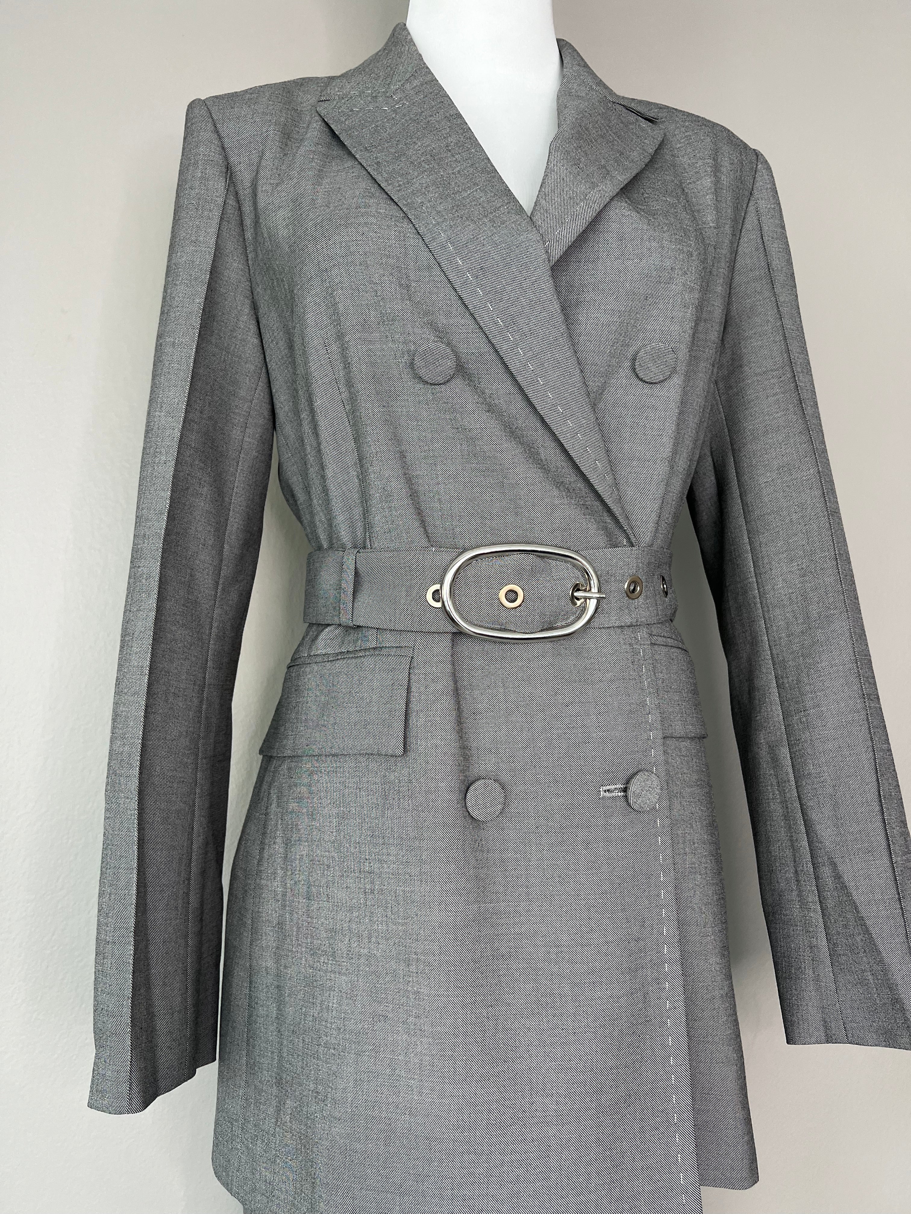 Grey oversized long blazer with dress pants set - CLAUDIE PIERLOT