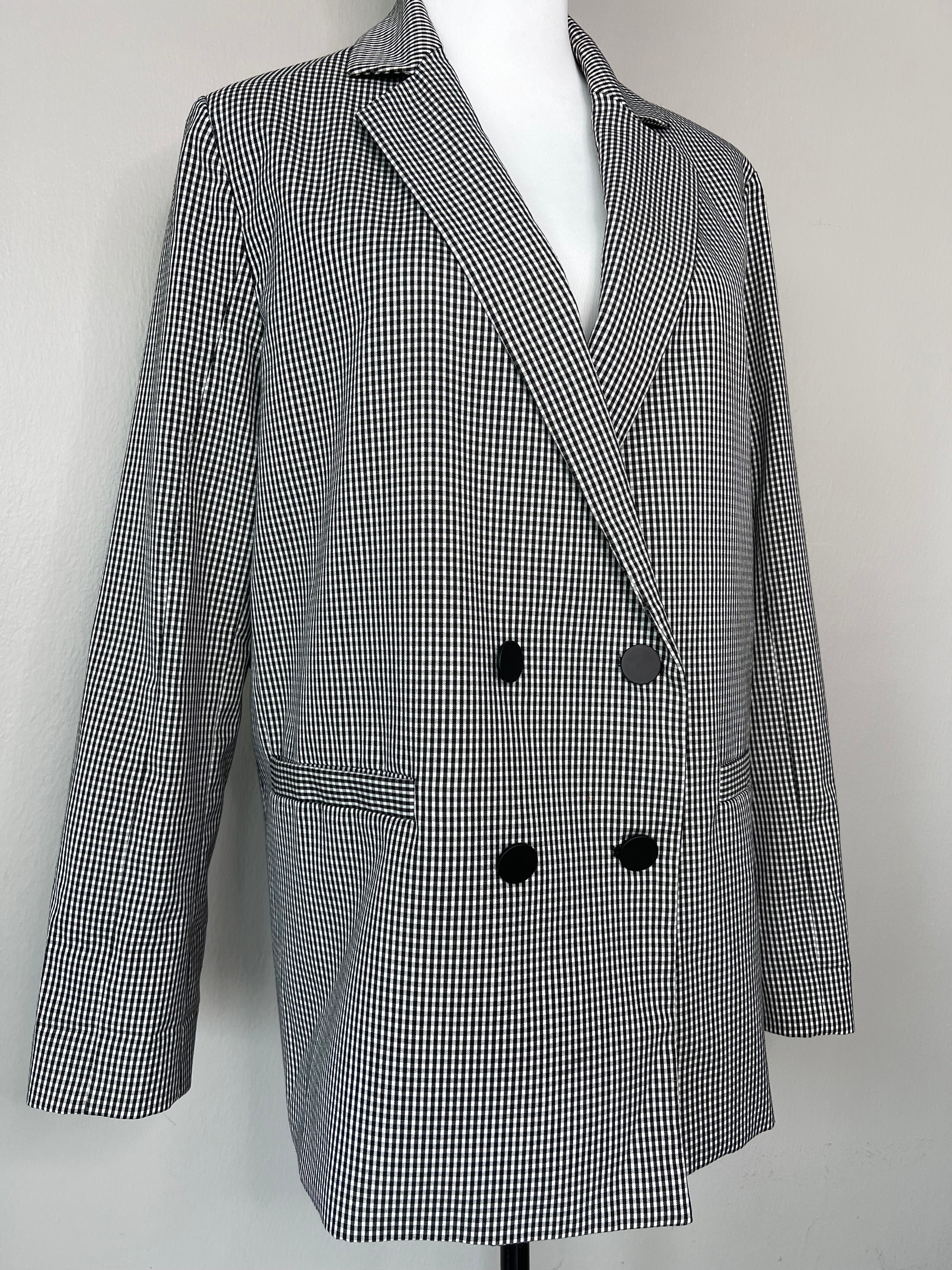 Black and white checkered blazer with big black buttons. - EMPERIAL