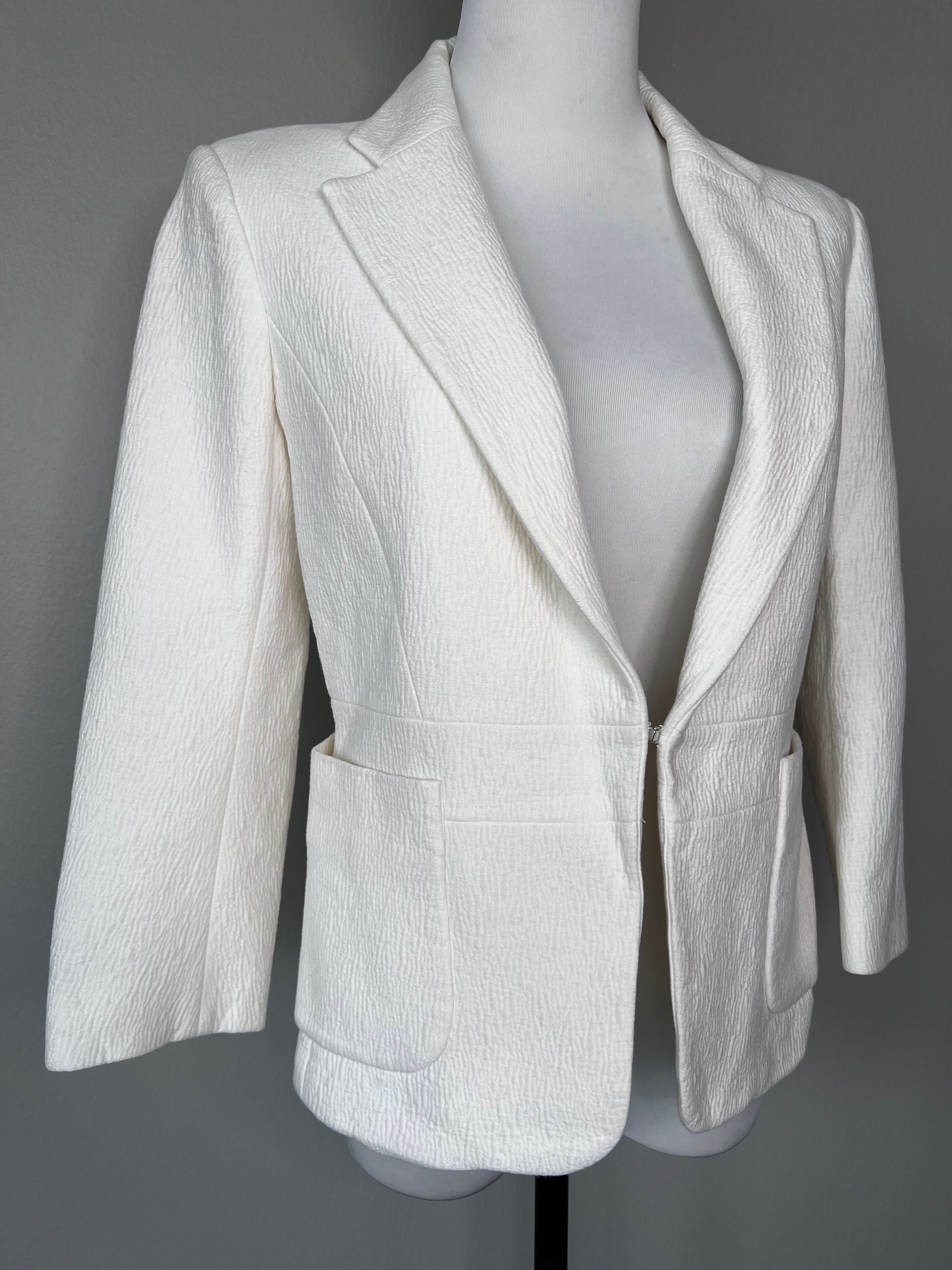 White cropped patterned blazer with pockets - MAJE