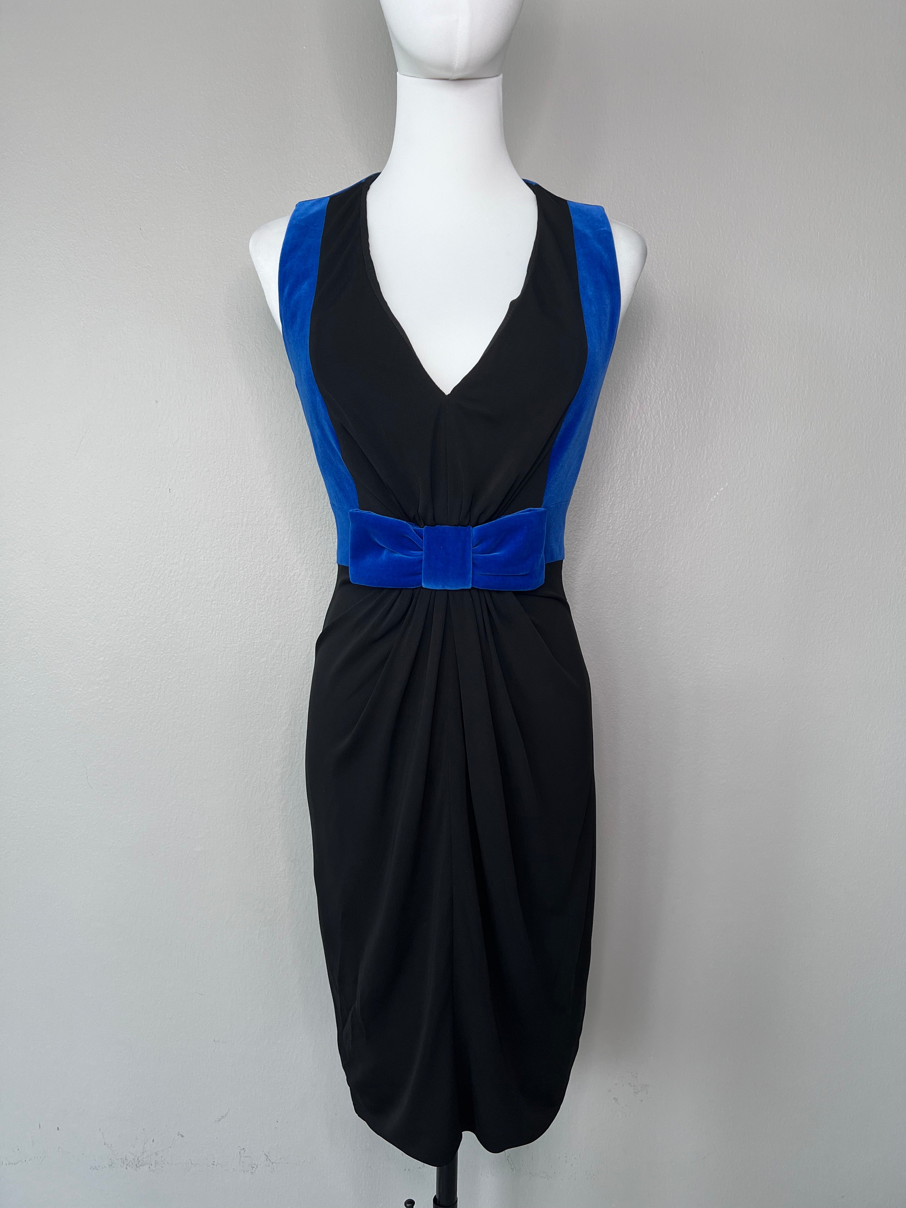 Brand new black v-neck dress with blue velvet. - KAREN MILLEN