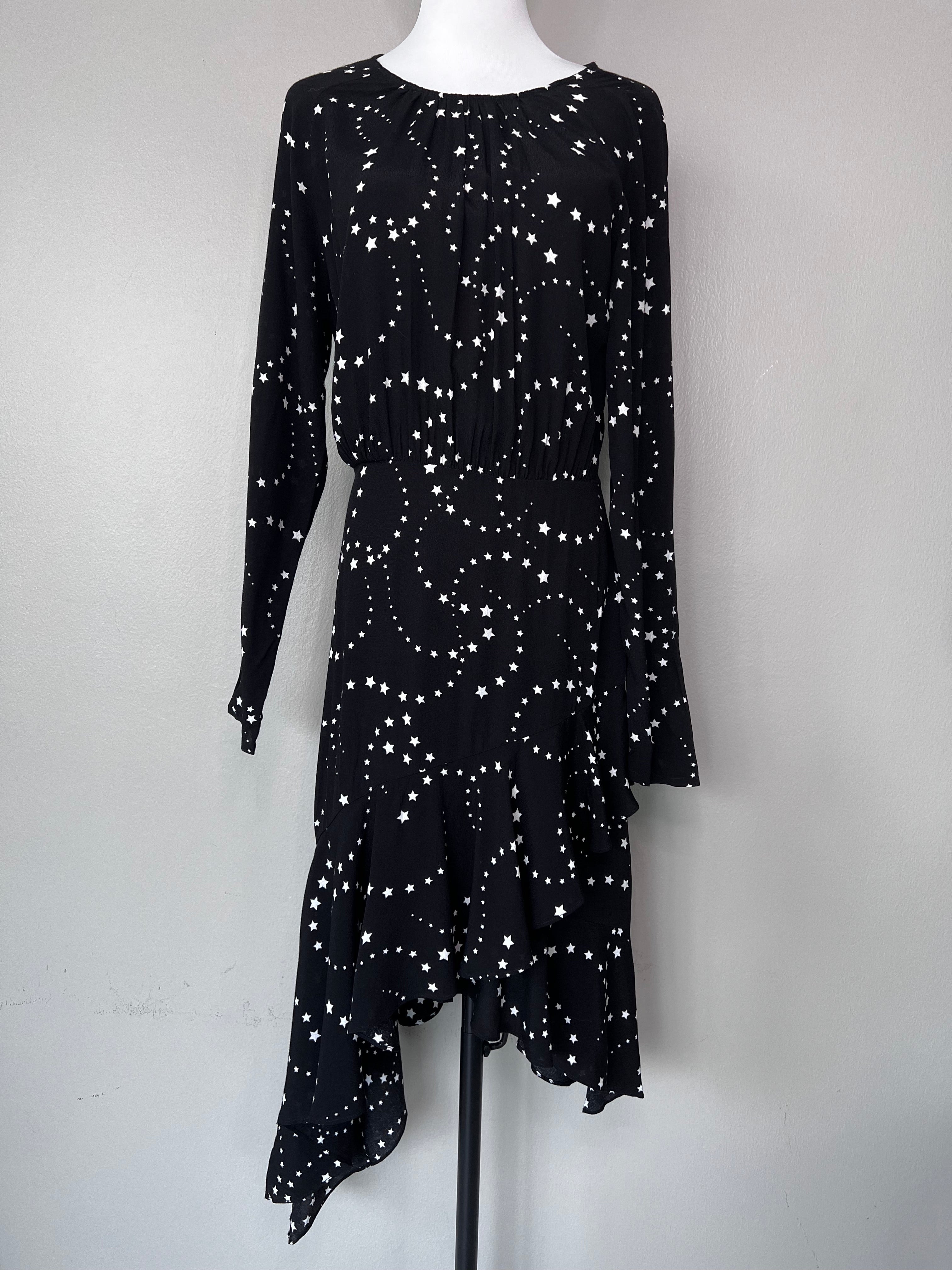 Black starry night asymmetrical dress - MAJE