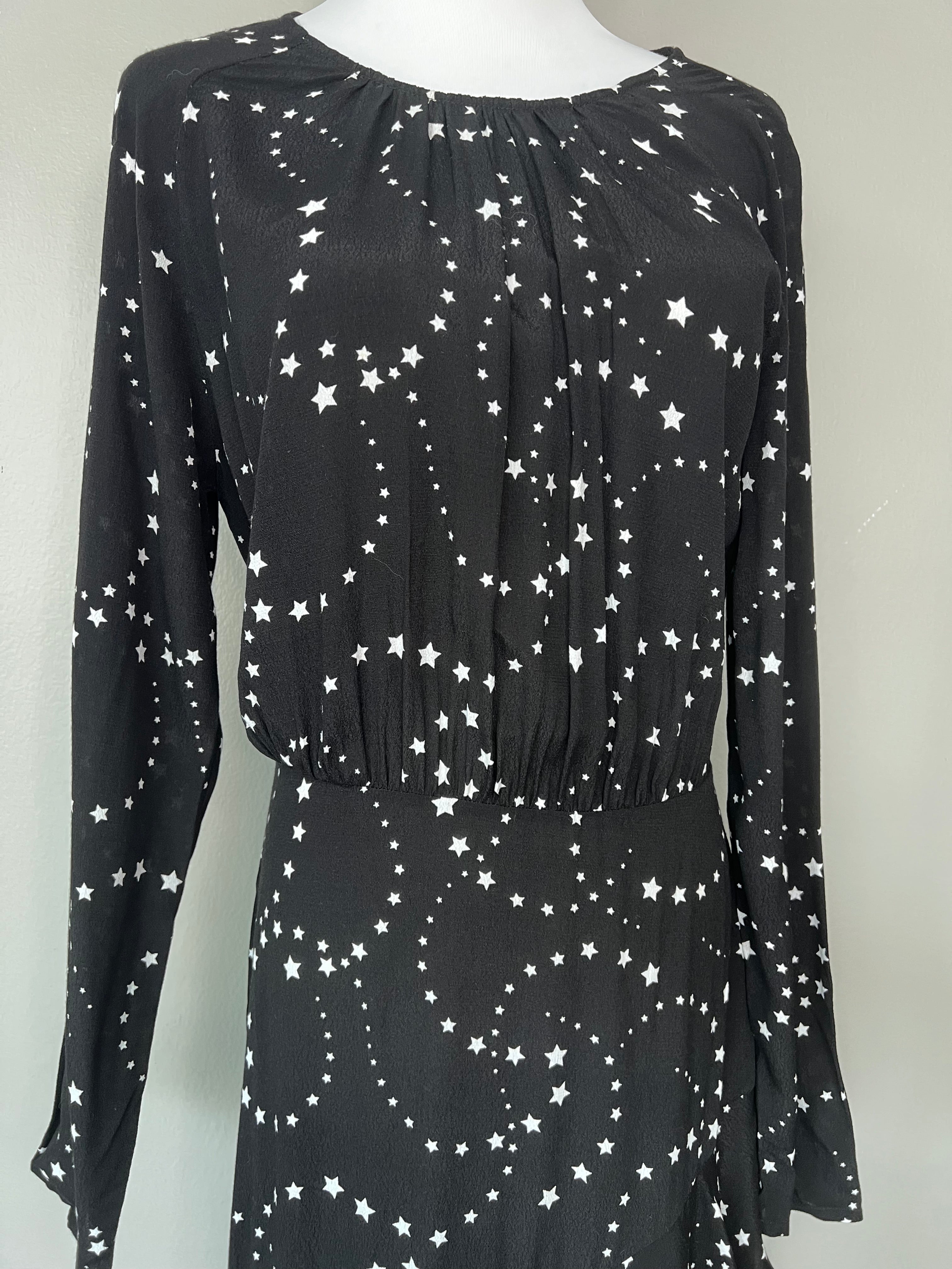 Black starry night asymmetrical dress - MAJE