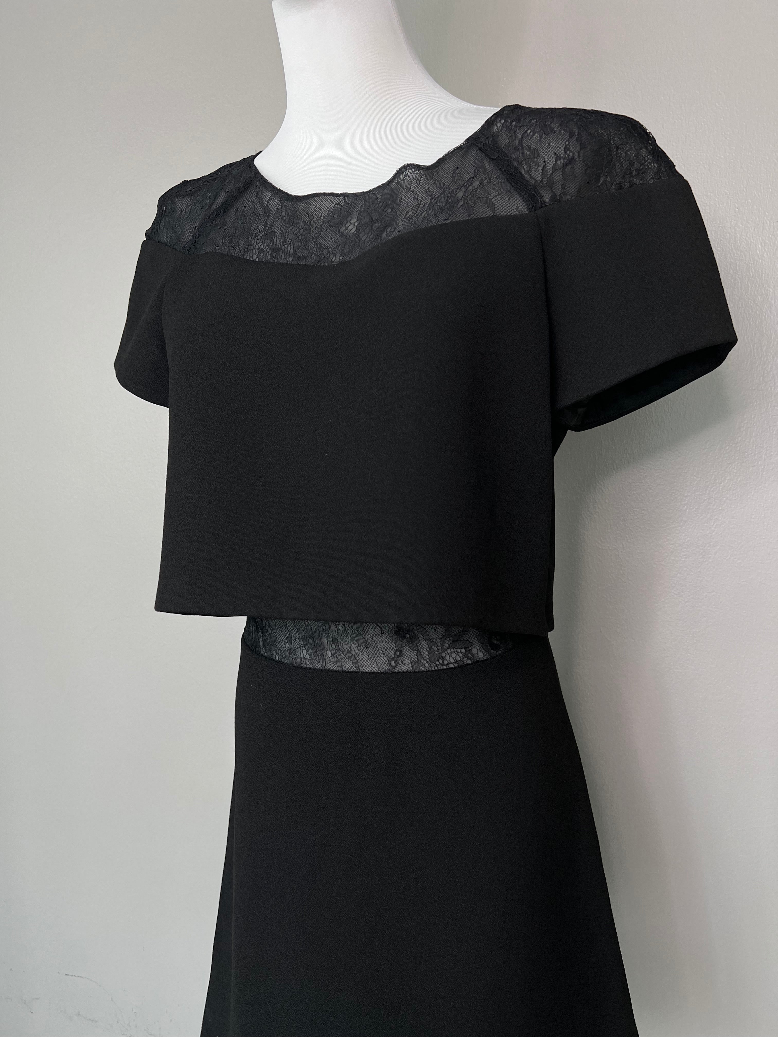 Black sheer 2 in one top and skirt dress MAJE