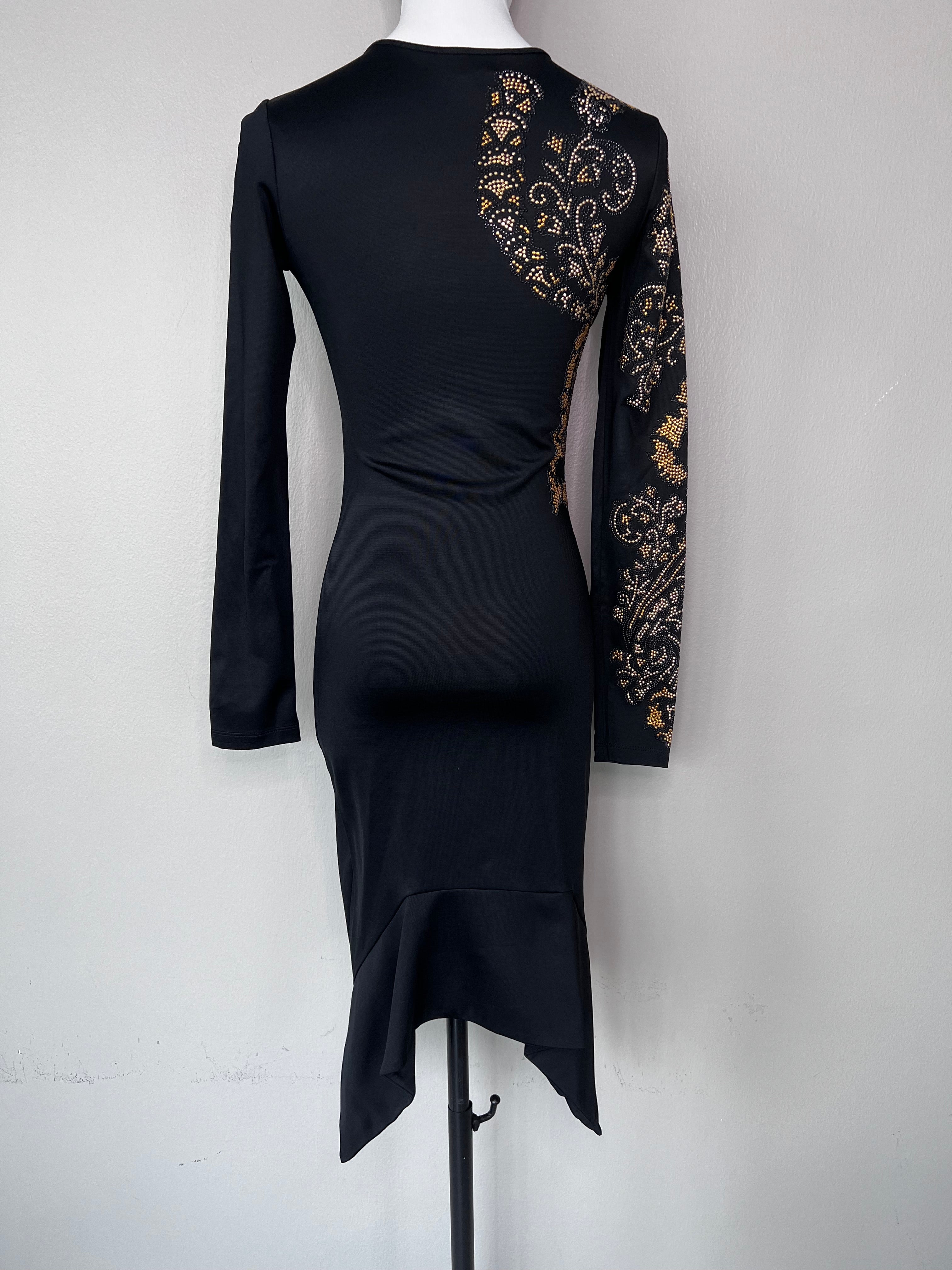 long sleeves black bodycon dress - justcavalli