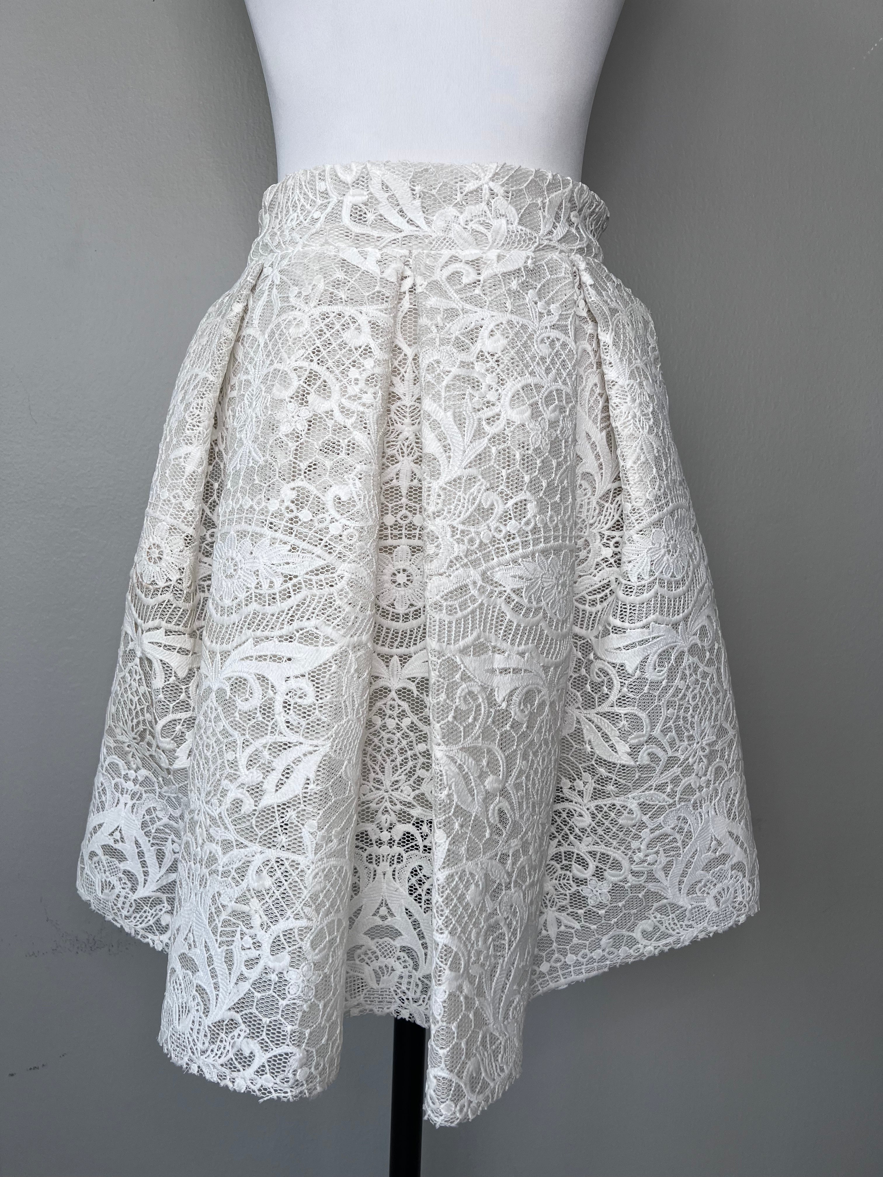 White Mesh Dantelle Skirt - Maje