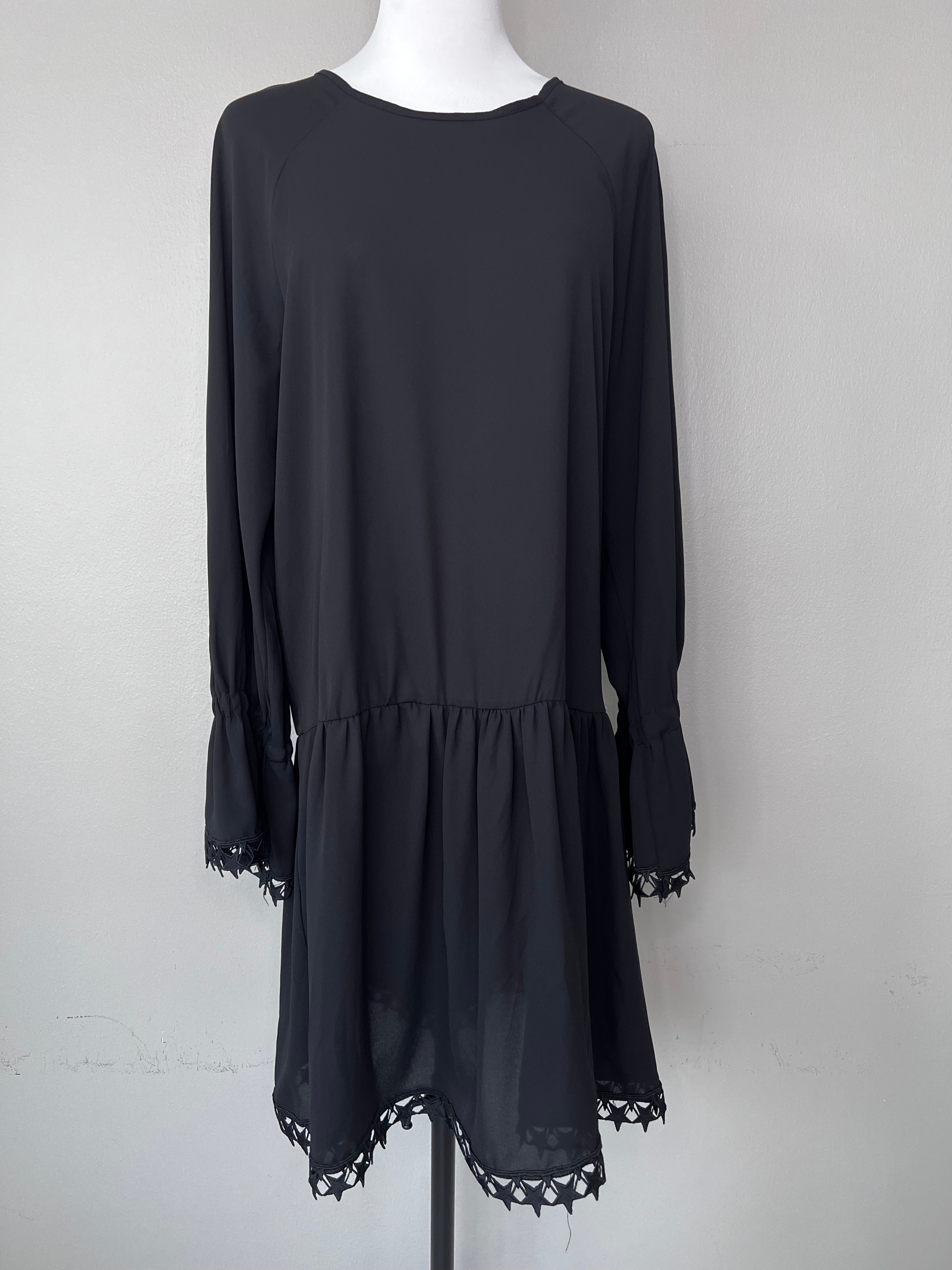 Black casual star design long sleeve dress - OPERA