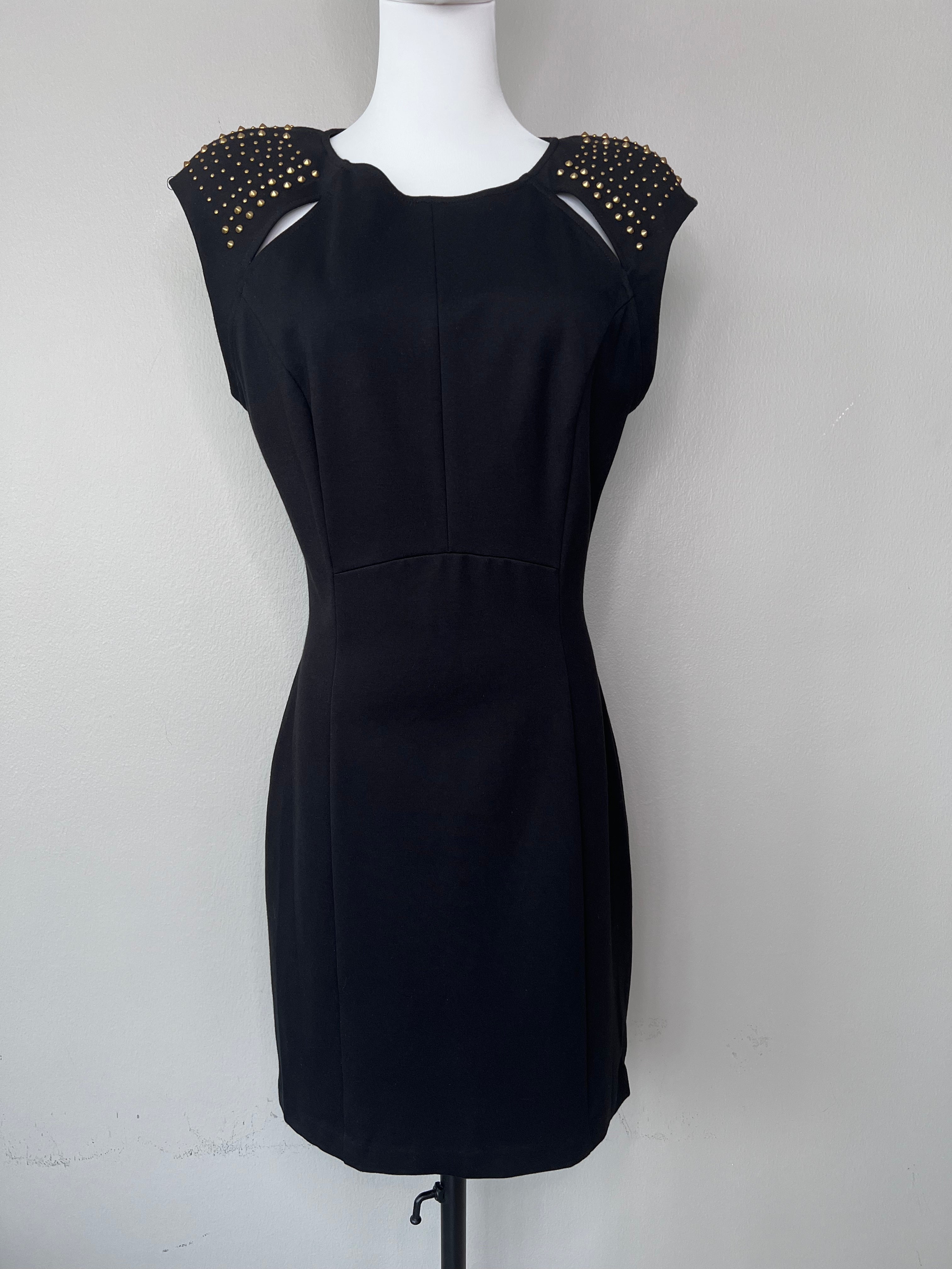 Black short dress with studded gold sleeves - ABS