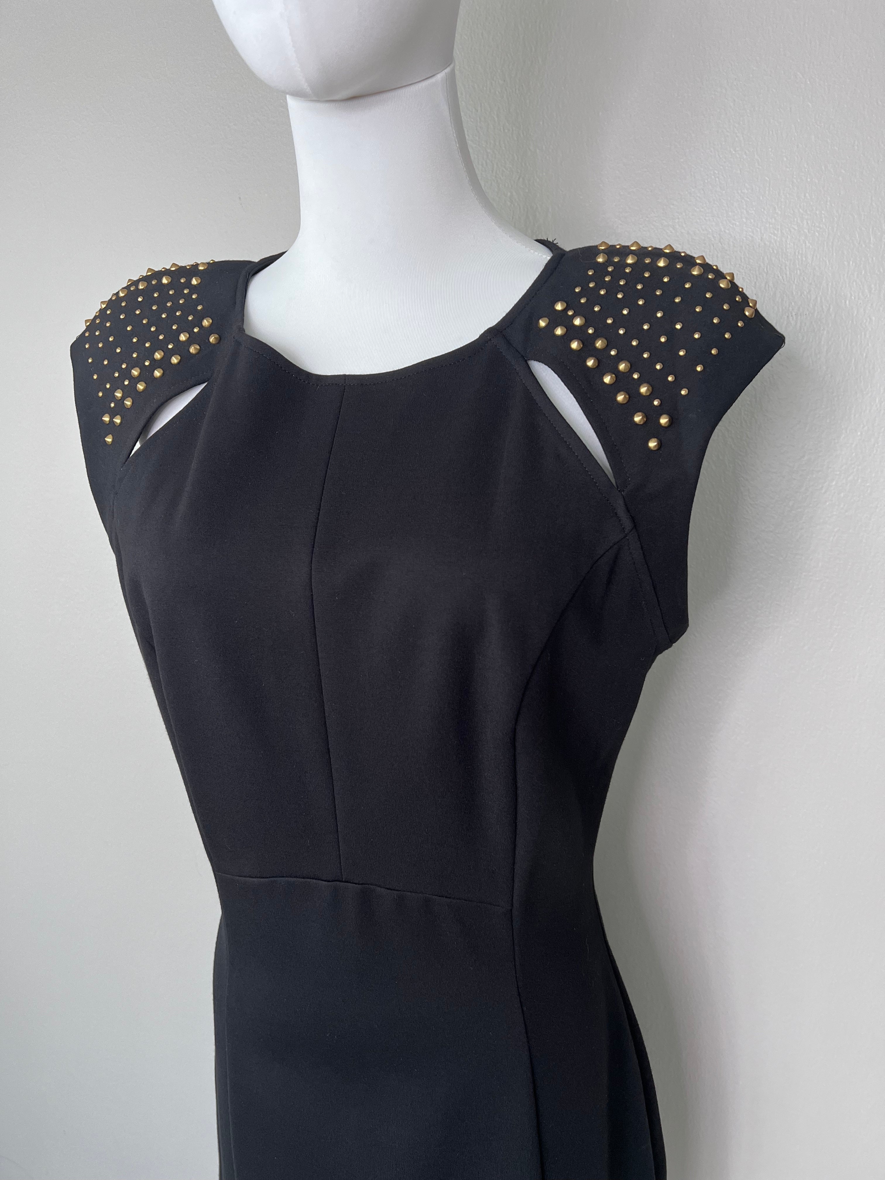 Black short dress with studded gold sleeves - ABS