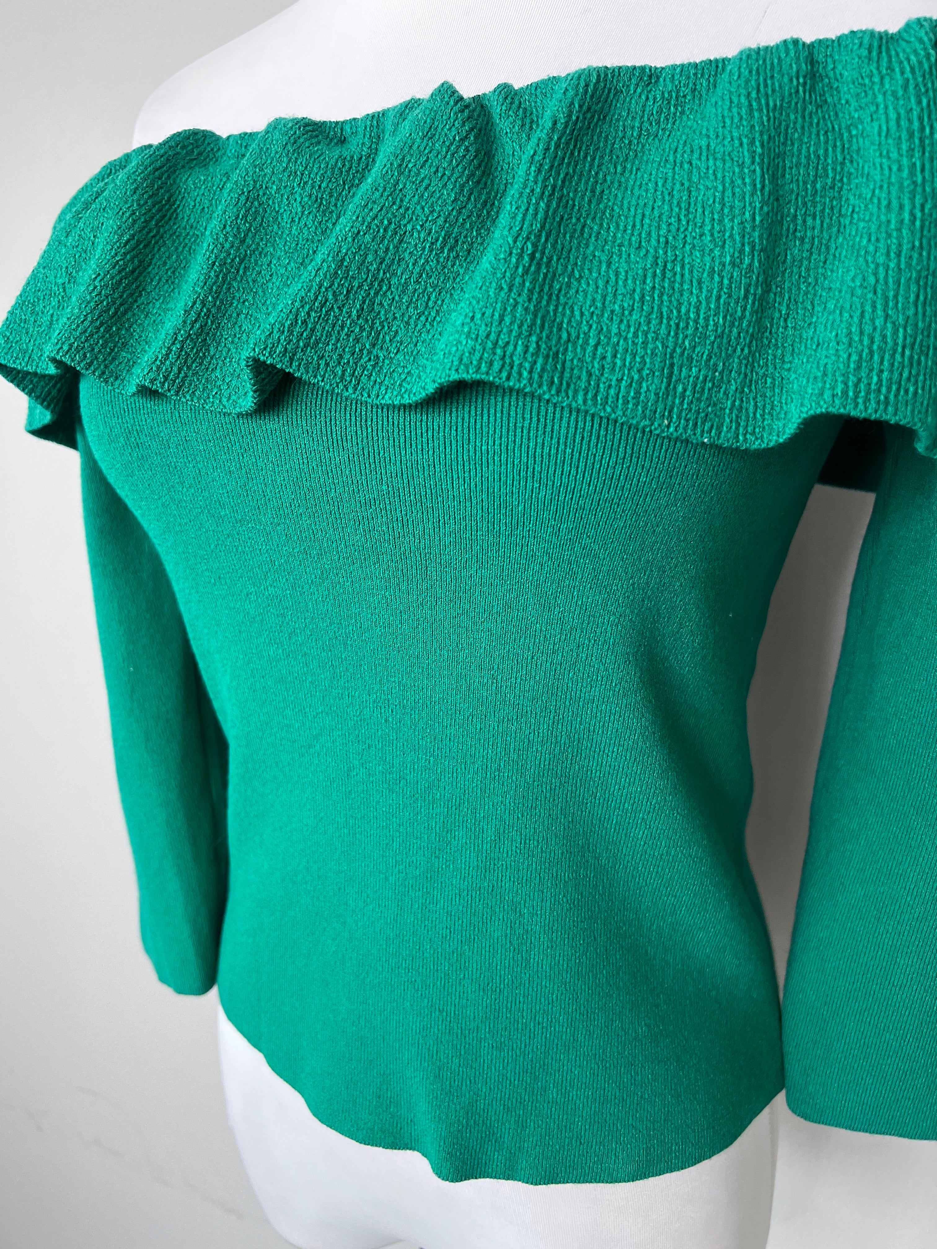 Brand New Offshoulder - emerald green top - MANGO