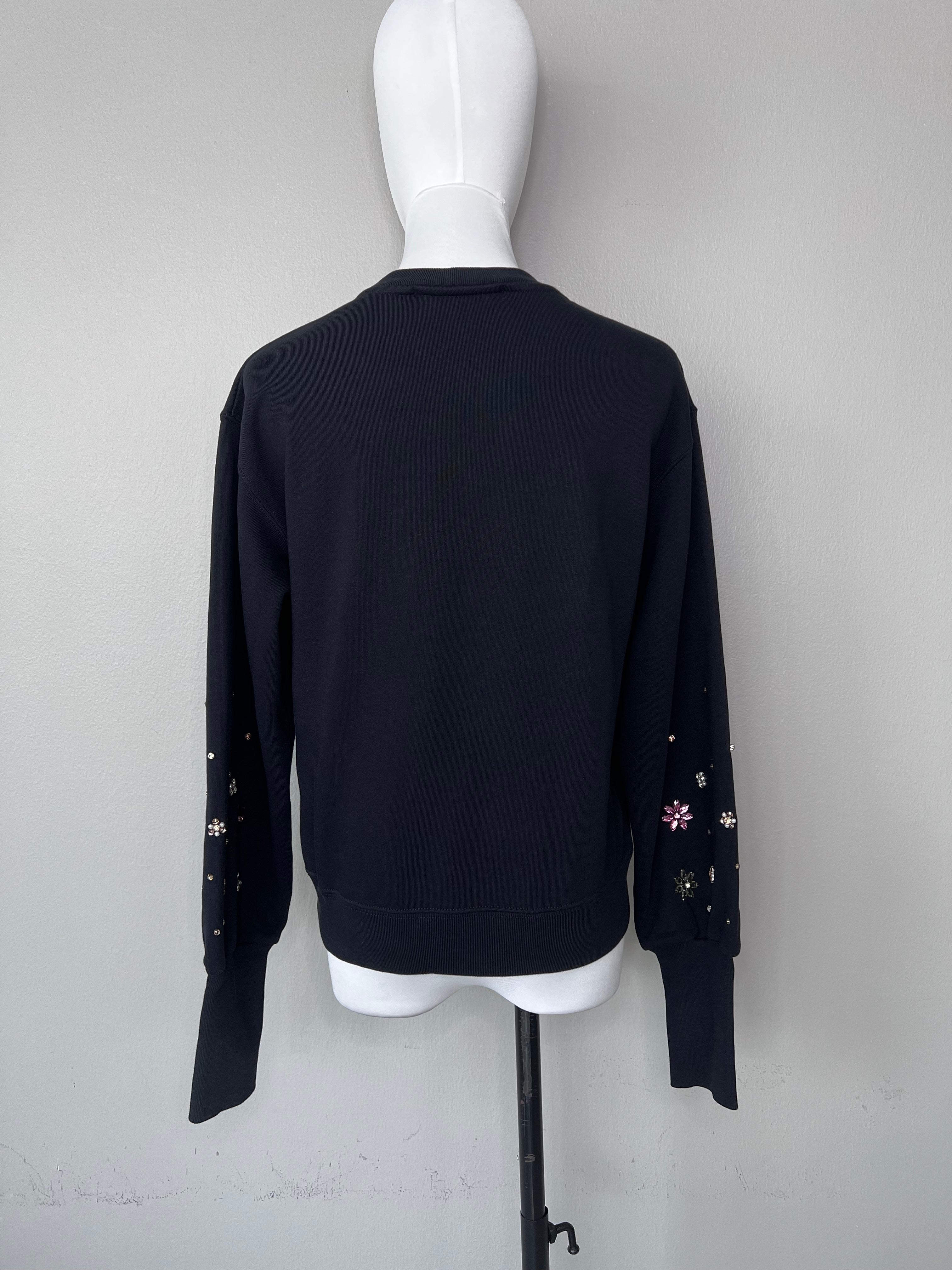 Black Floral swarovski longsleeve sweater - MSGM