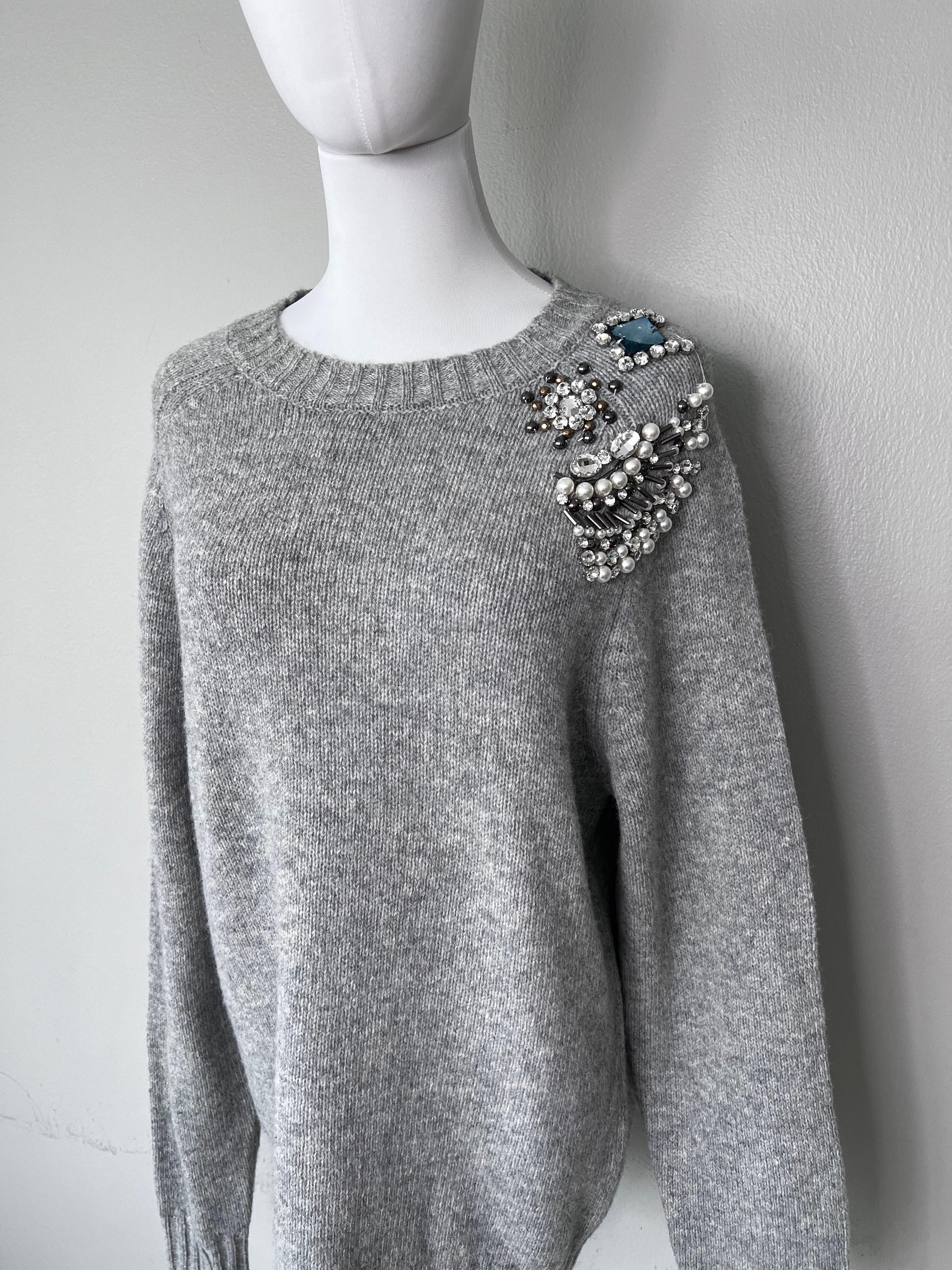 Grey Sweater with Swarovski - PINKO