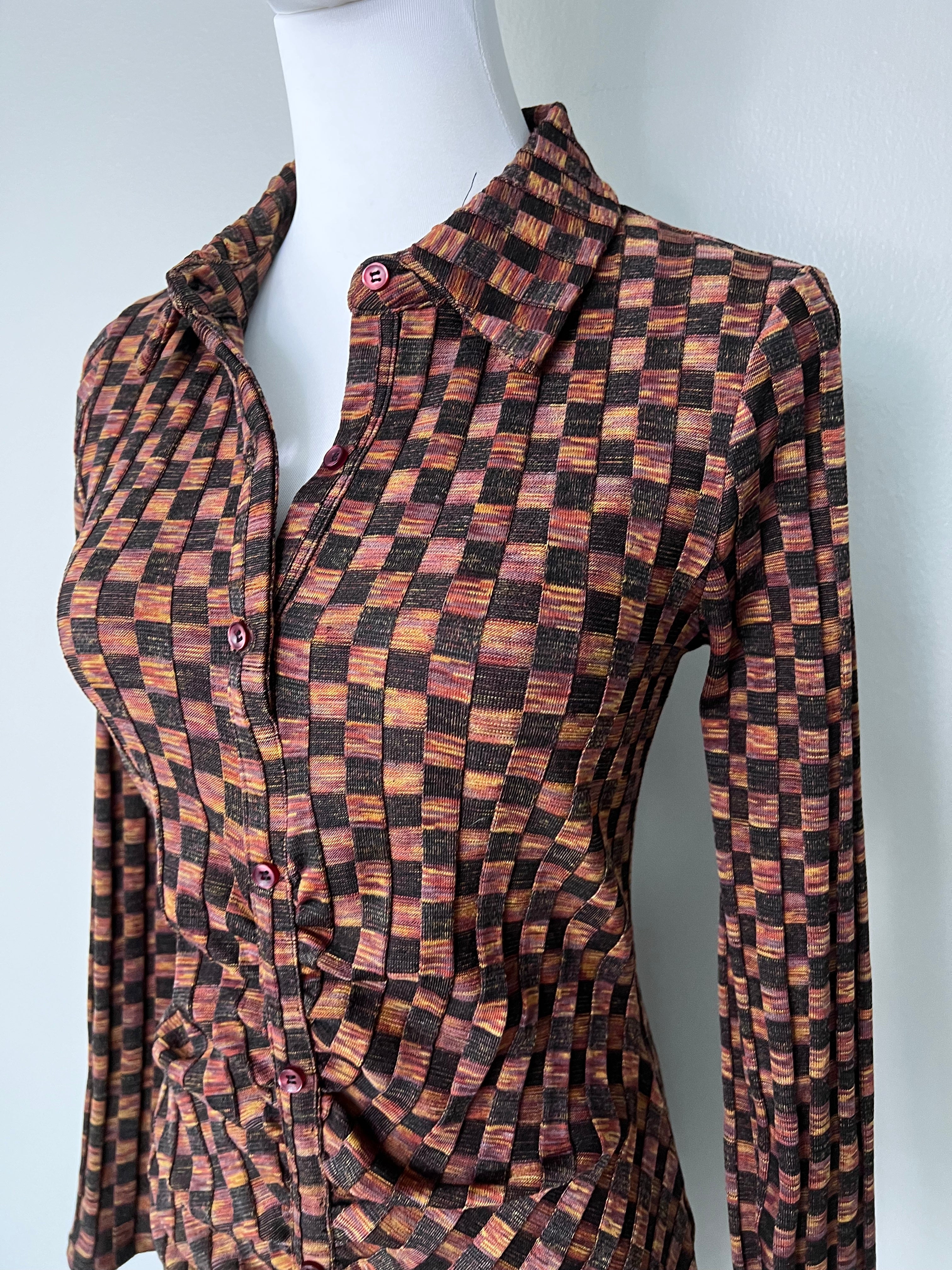 Collared Brown and black checkered dress - ZARA