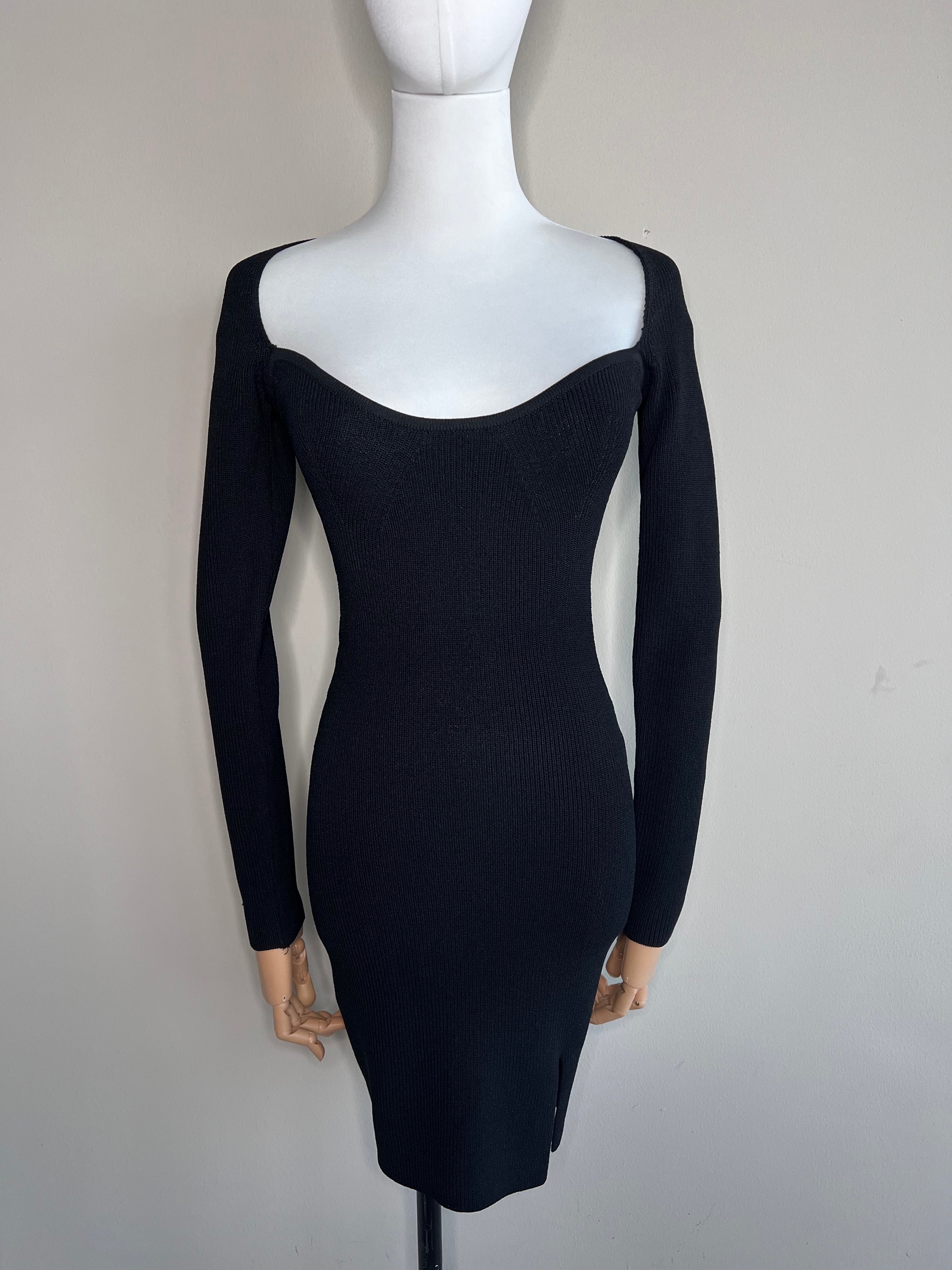 Black Modal Square Neck long sleeve mini dress - All the ways