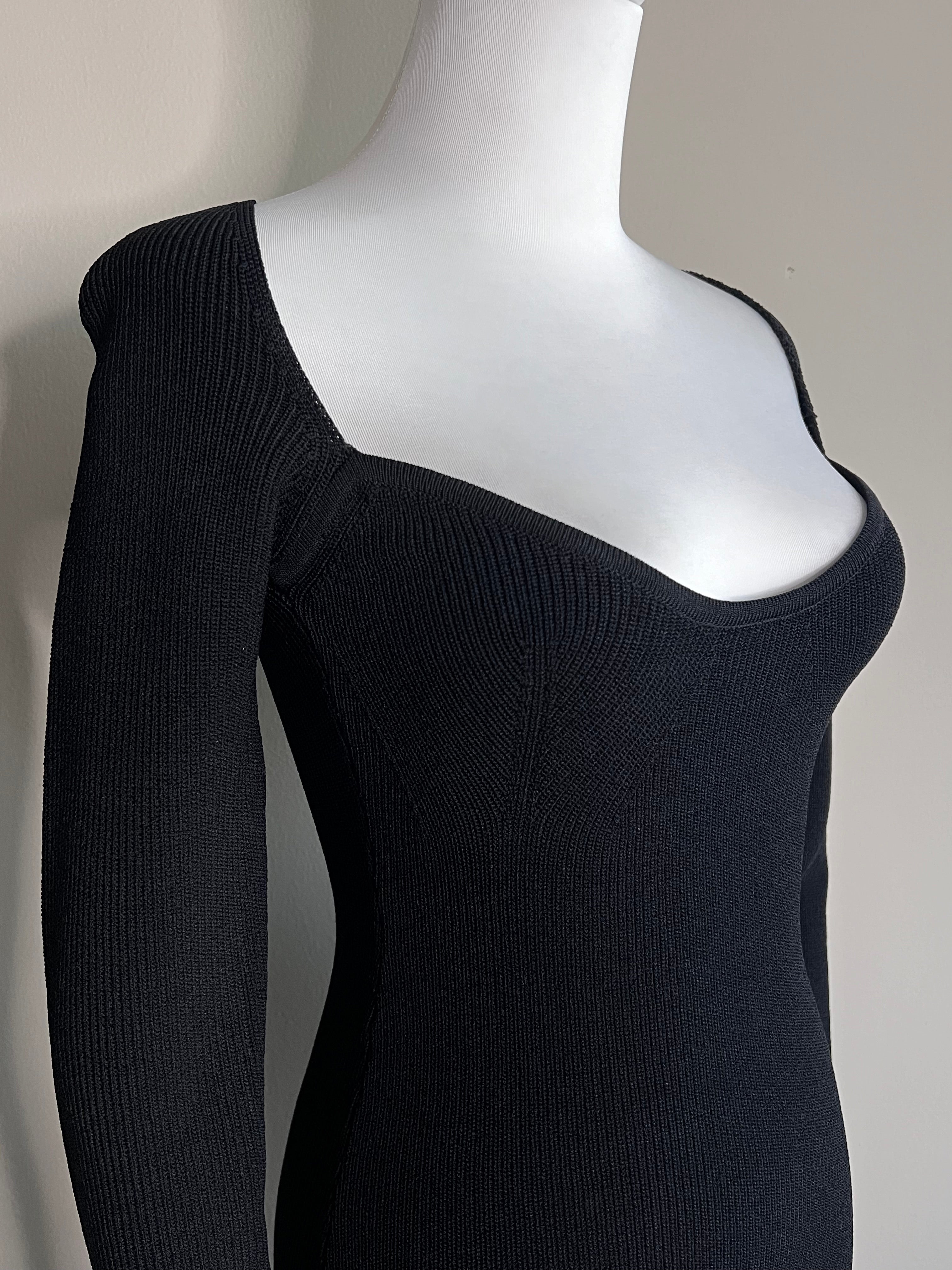 Black Modal Square Neck long sleeve mini dress - All the ways