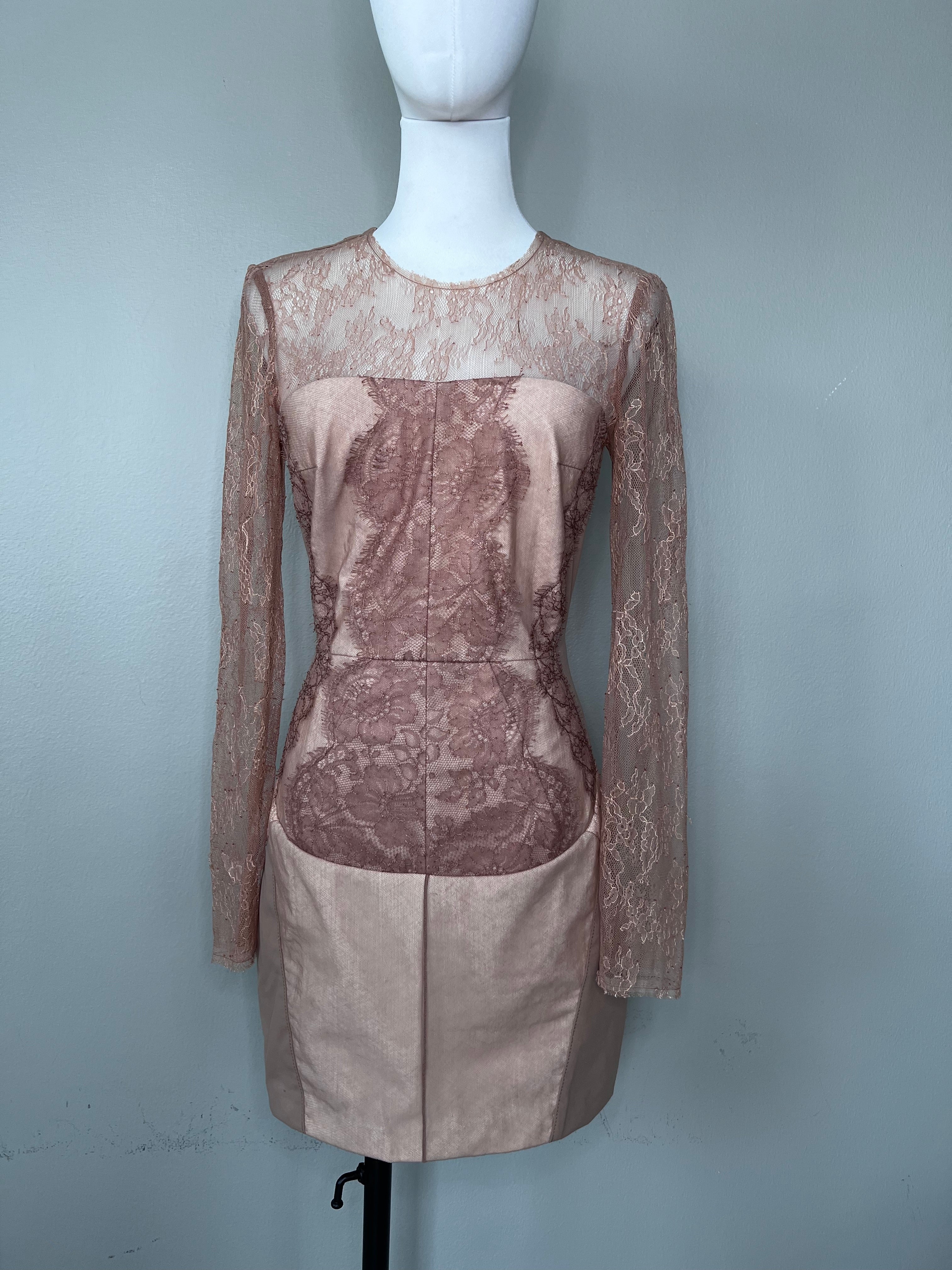 nude mini dress with lace finishings- Elisabetta franchi