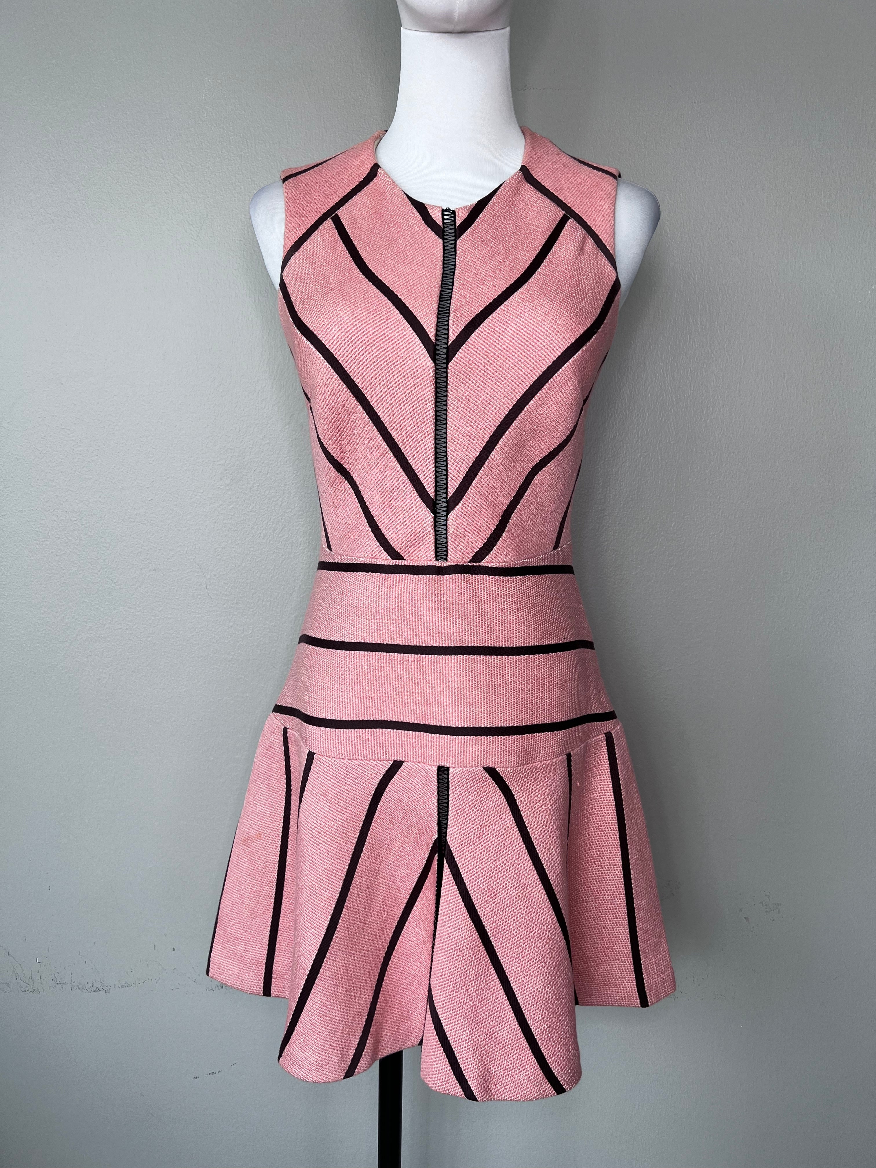 Baby pink A-line dress with brown lining - SANDRO