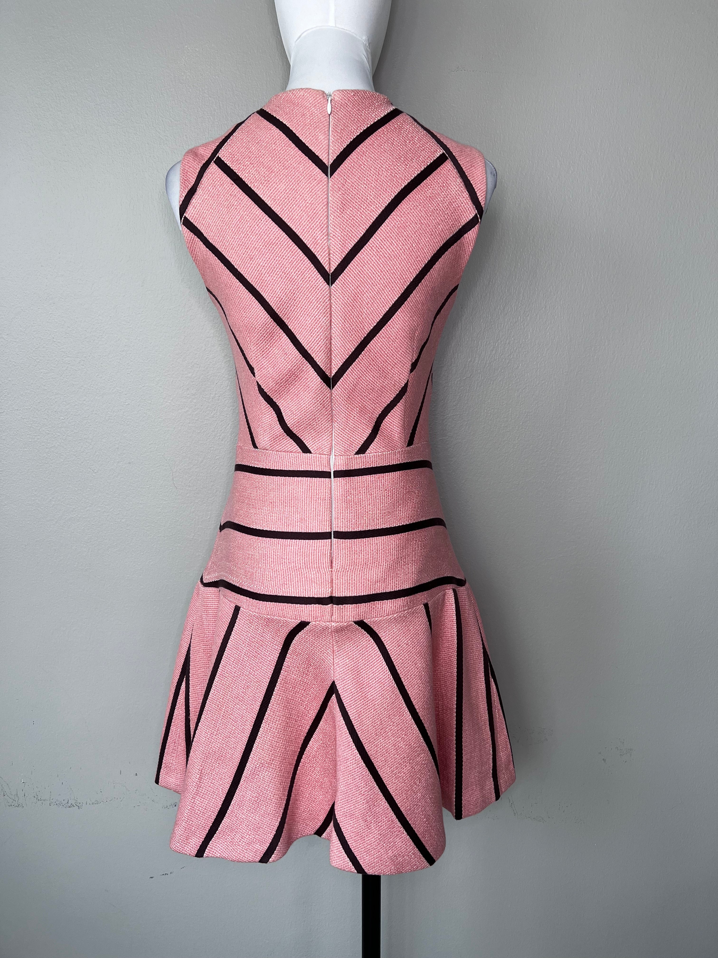 Baby pink A-line dress with brown lining - SANDRO